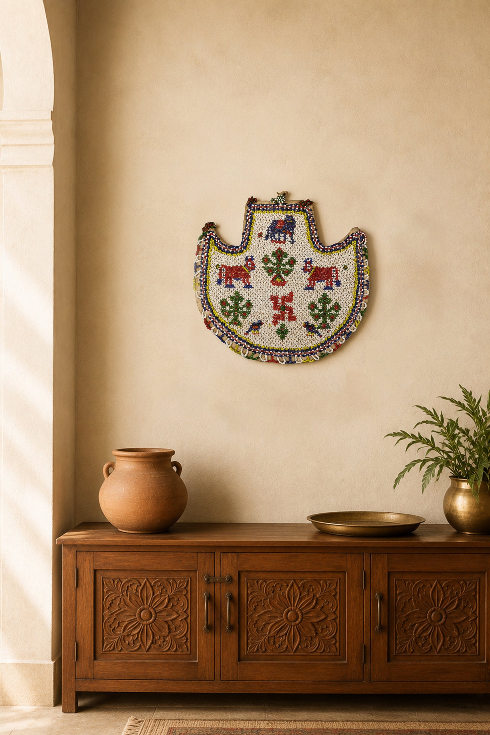 Moti Bharat Beaded Textile Wall Hanging