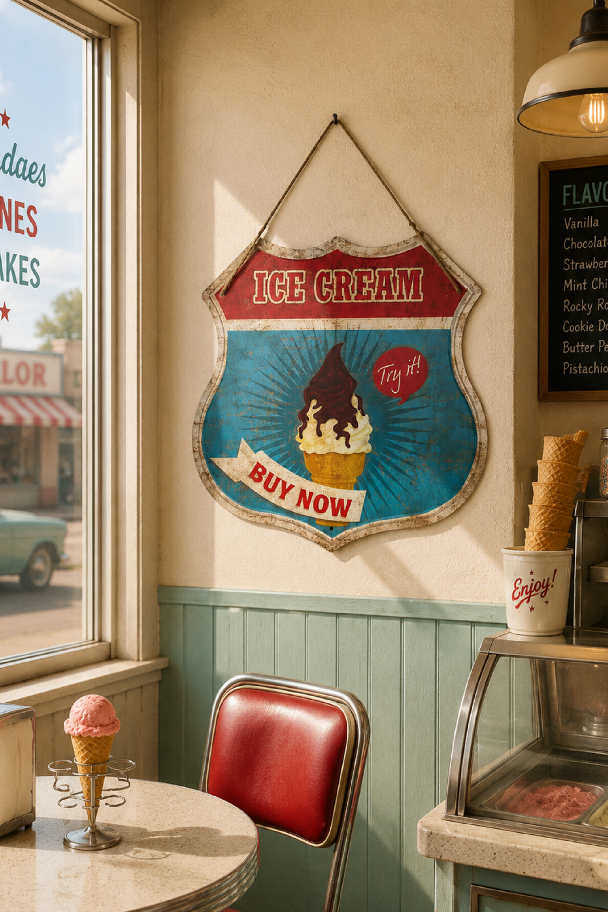 Ice Cream Buy Now  Antique  Metal Sign Board