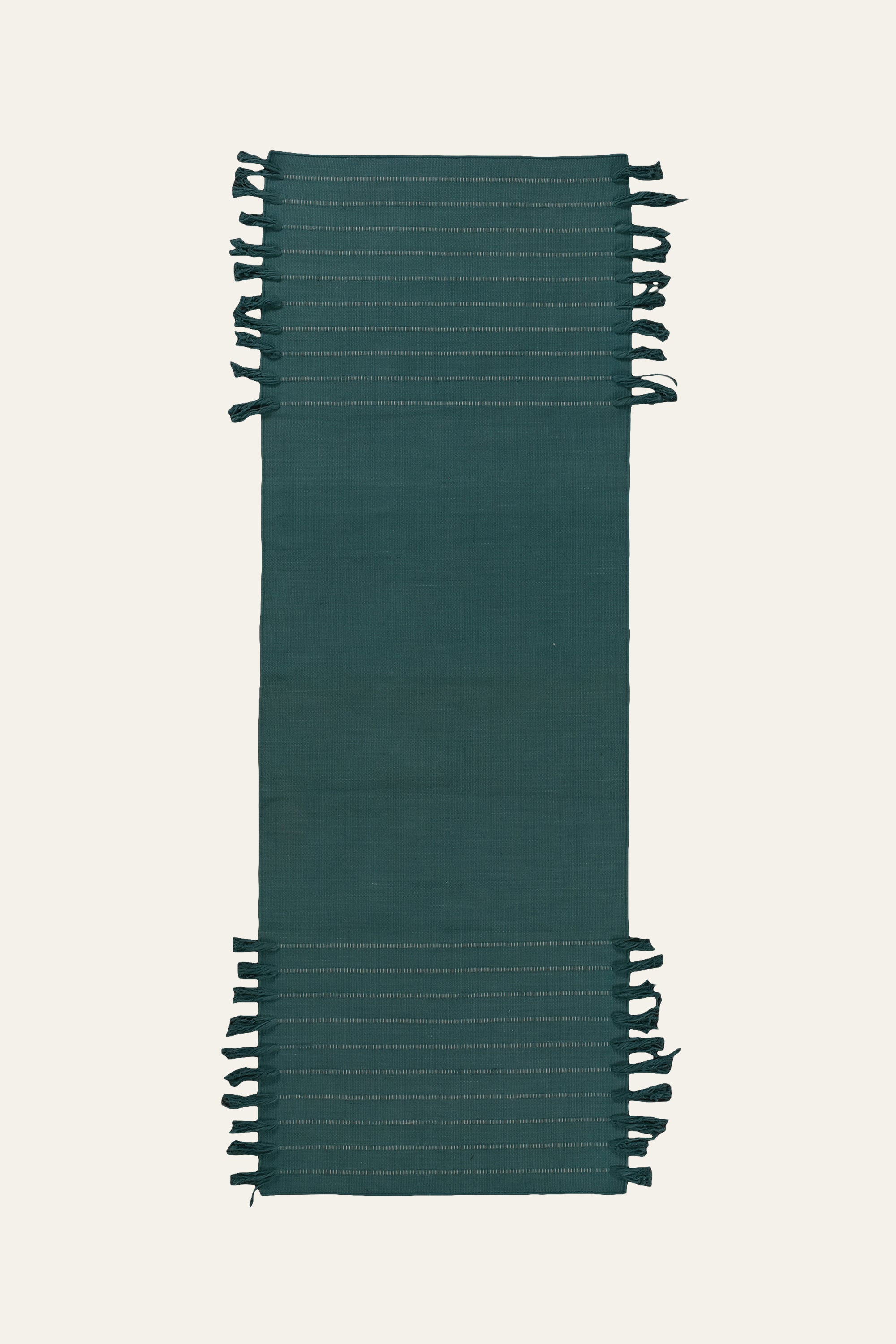 Teal Blue Washable Cotton Yoga Mat with Fringe