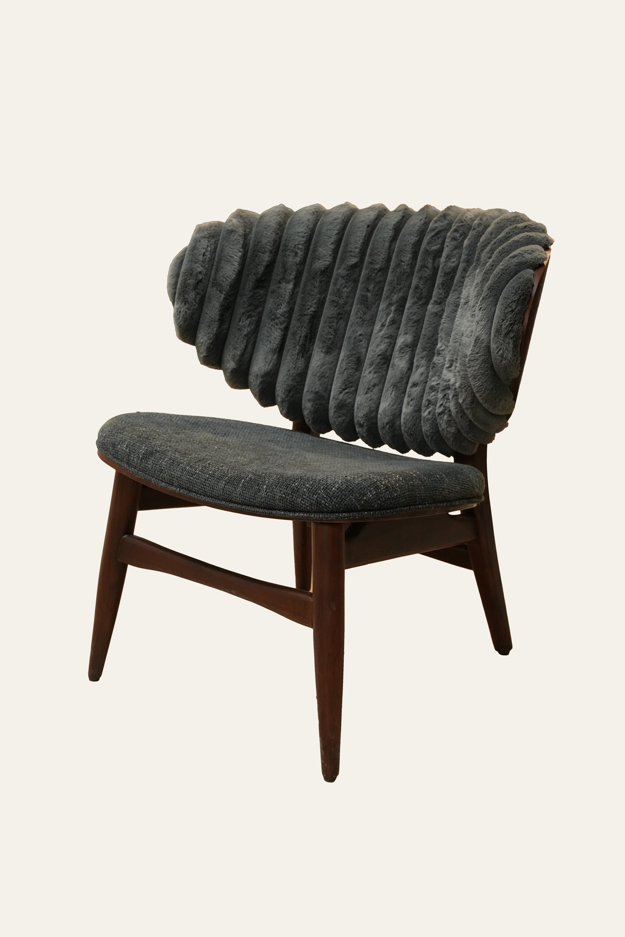 Grey Channel Tufted Accent Chair