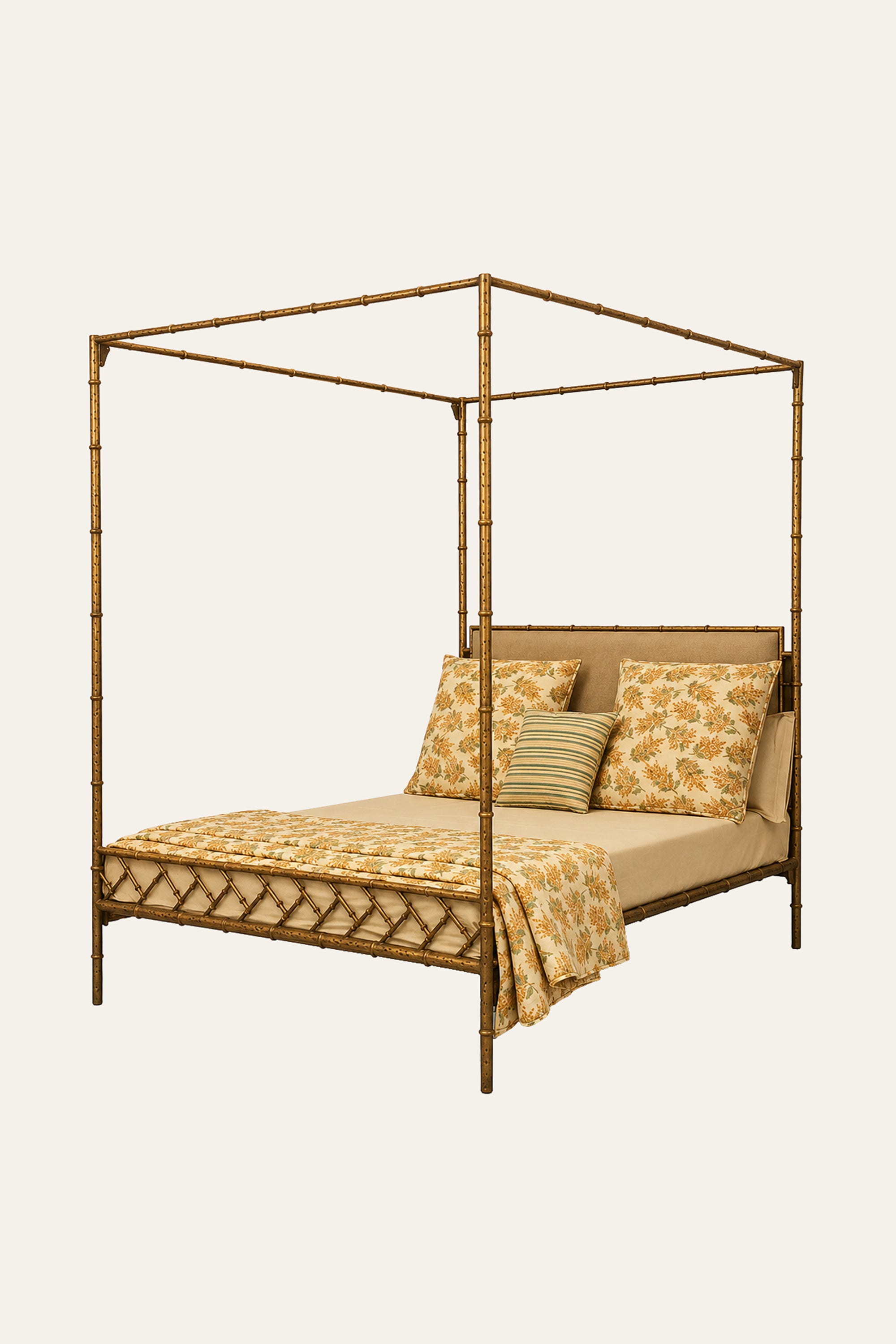 Bamboo-Style Poster Canopy  Bed for Kids' Bedroom