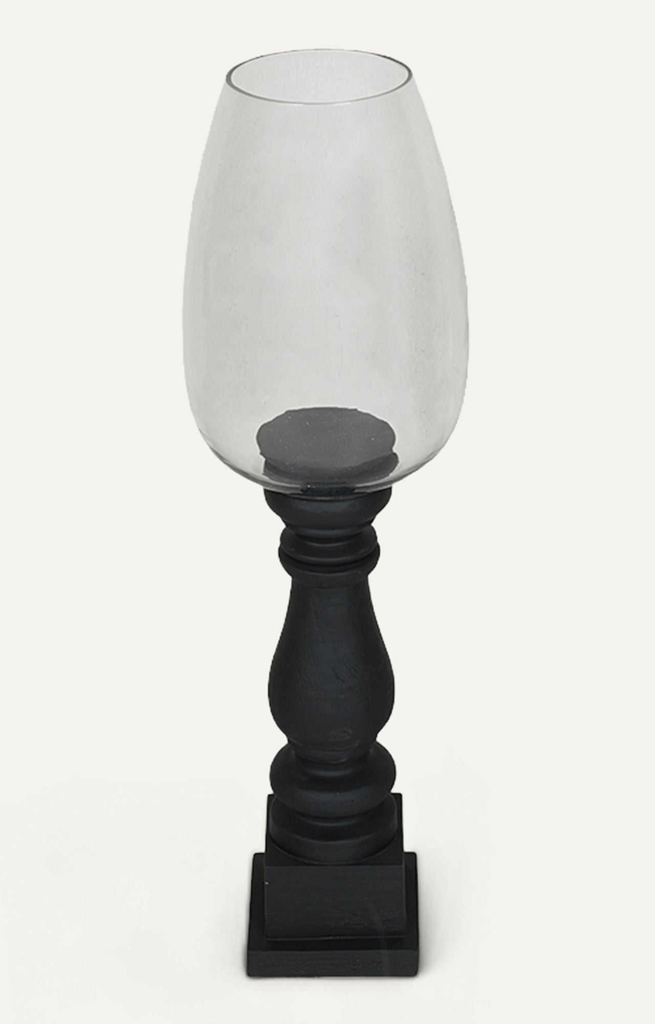 Hurricane Lantern with Black Wooden Base