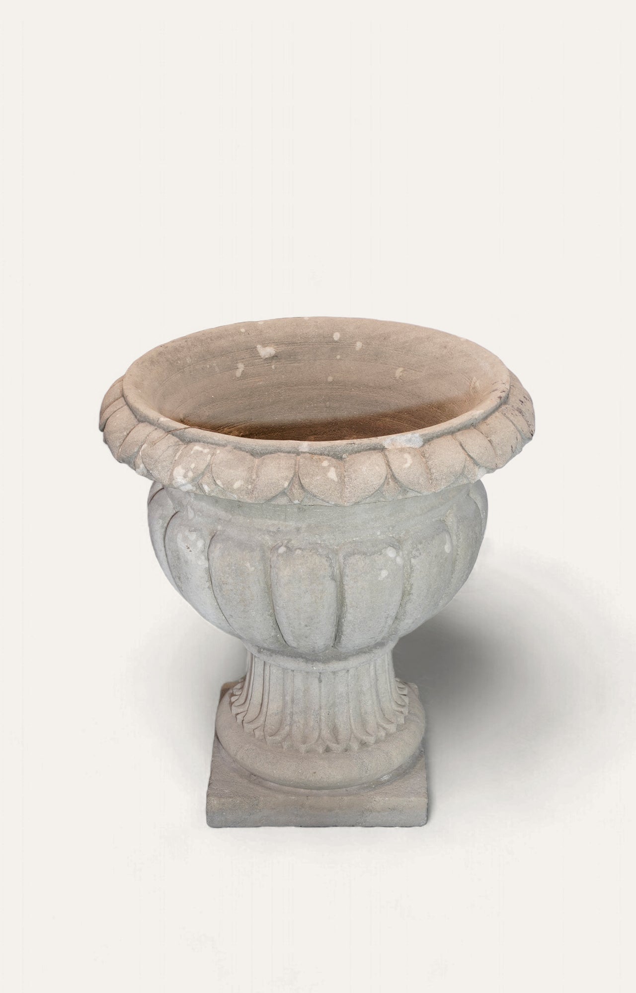 A Large-scaled French Neoclassical Carved Limestone Gadrooned Urns