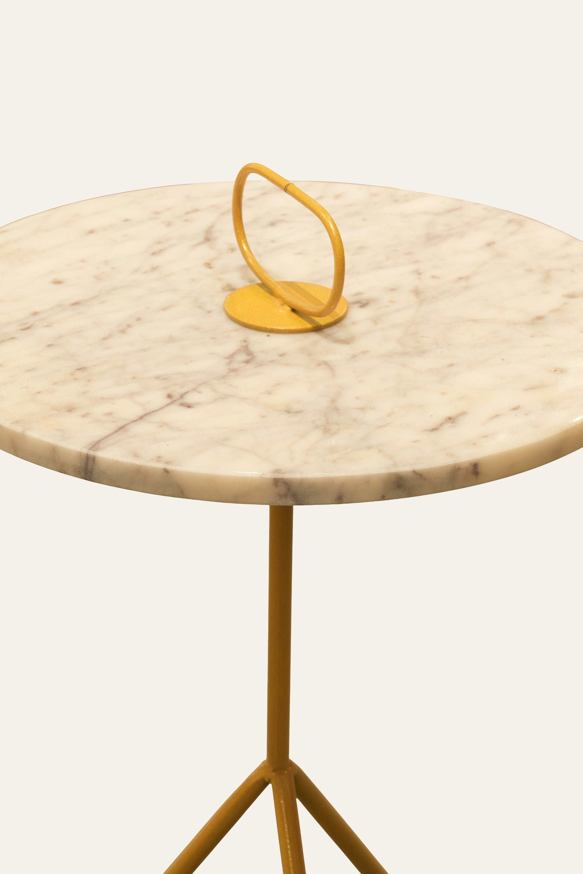Round Marble Side Table with Gold Tripod Base
