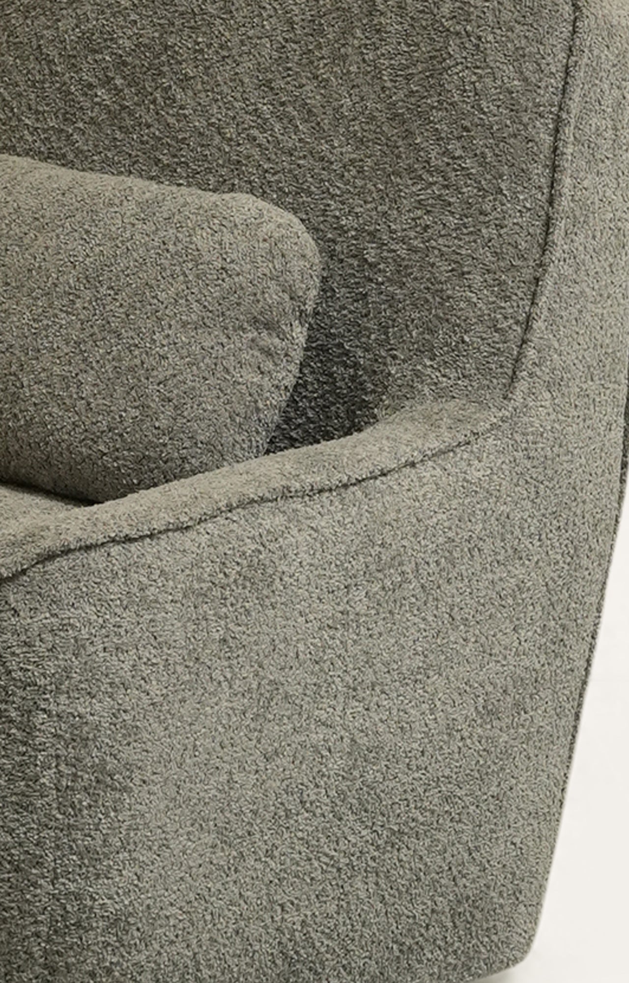 Ashen Bouclé Lounge Chair with Cushion