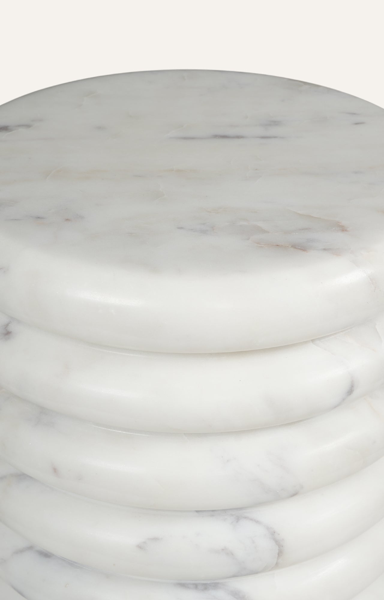 Ribbed Sculptural White Marble Accent Table