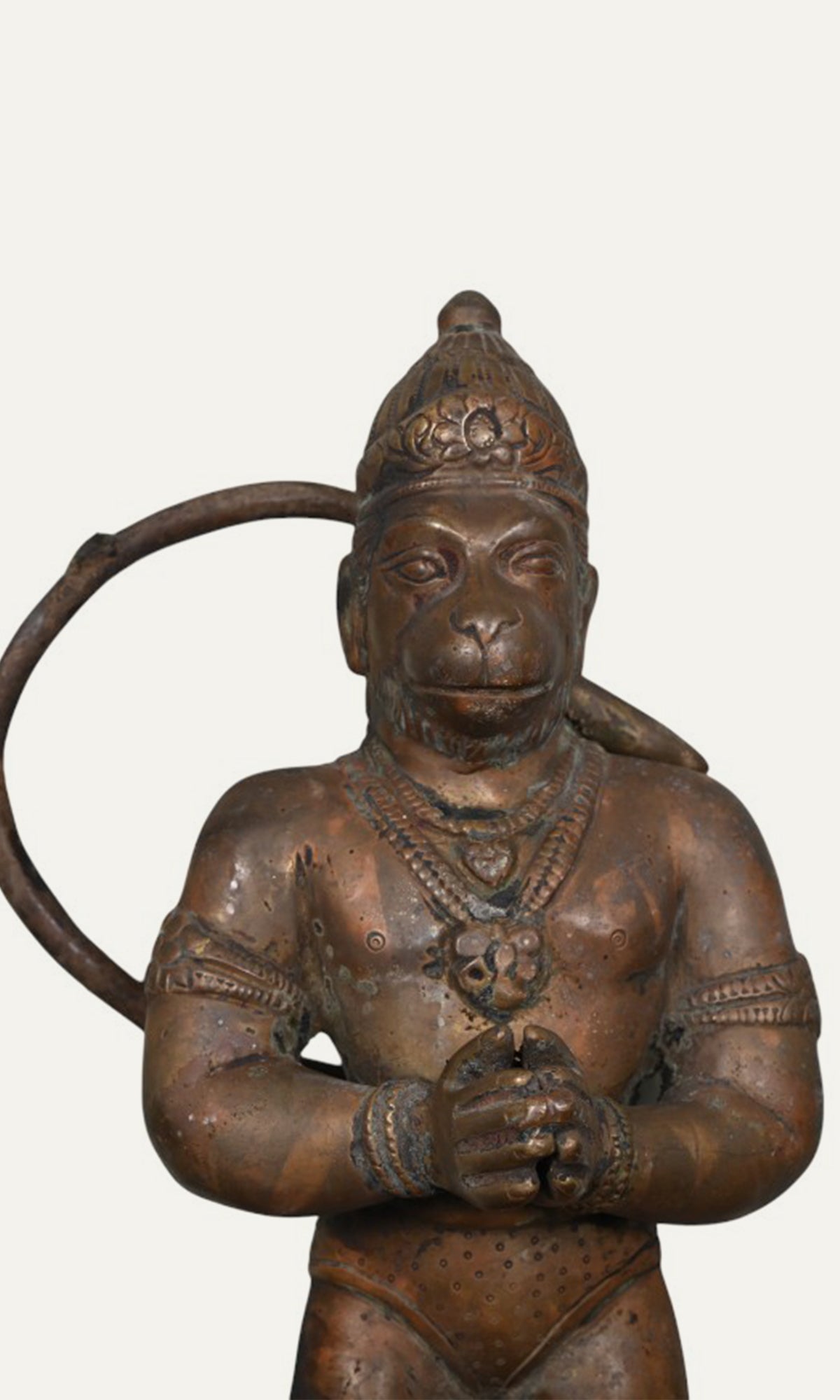 Vintage Brass Hanuman Statue - Carved Tribal Art