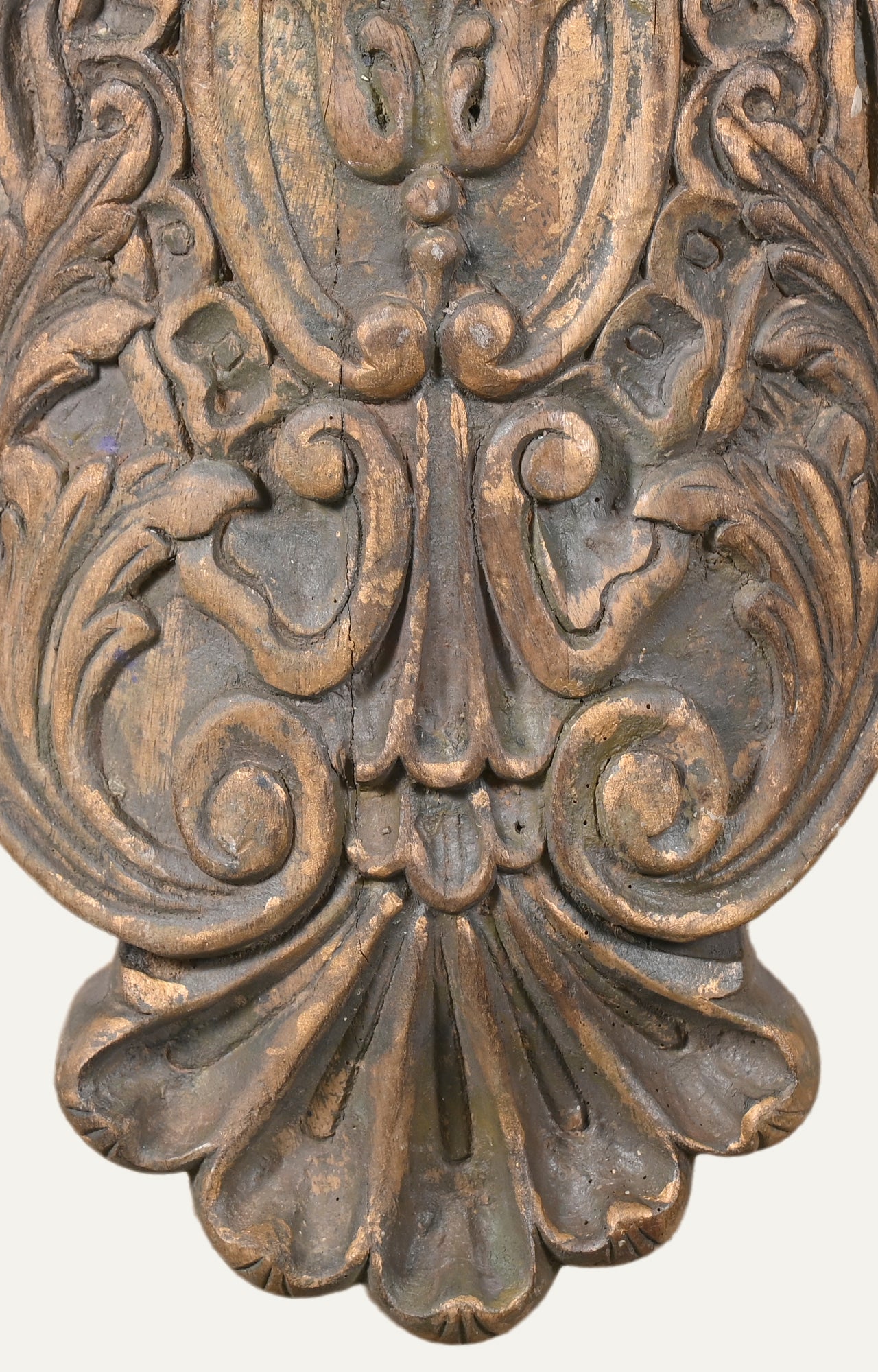 French Vintage Carved Walnut Pediment