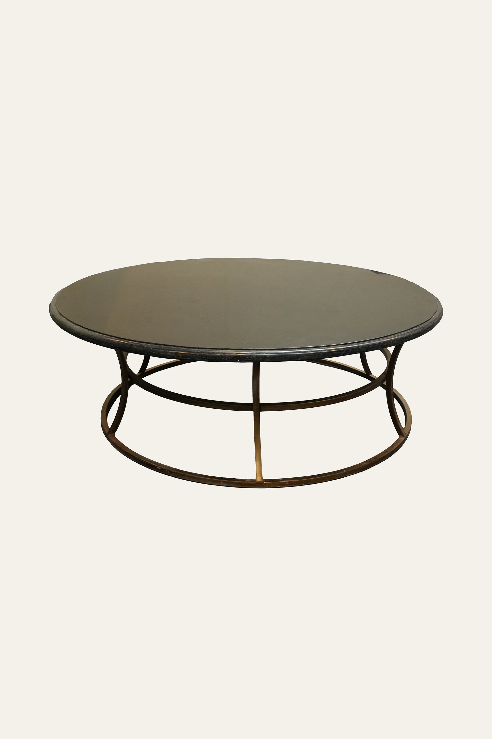 Round Marble Living Room Coffee Table with Metal Ring Base