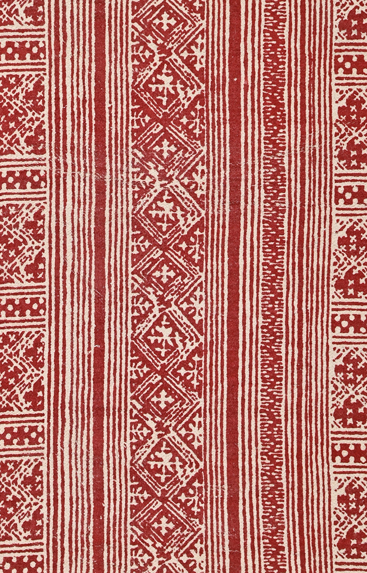 Nordic Stripe Cotton Rug in Red