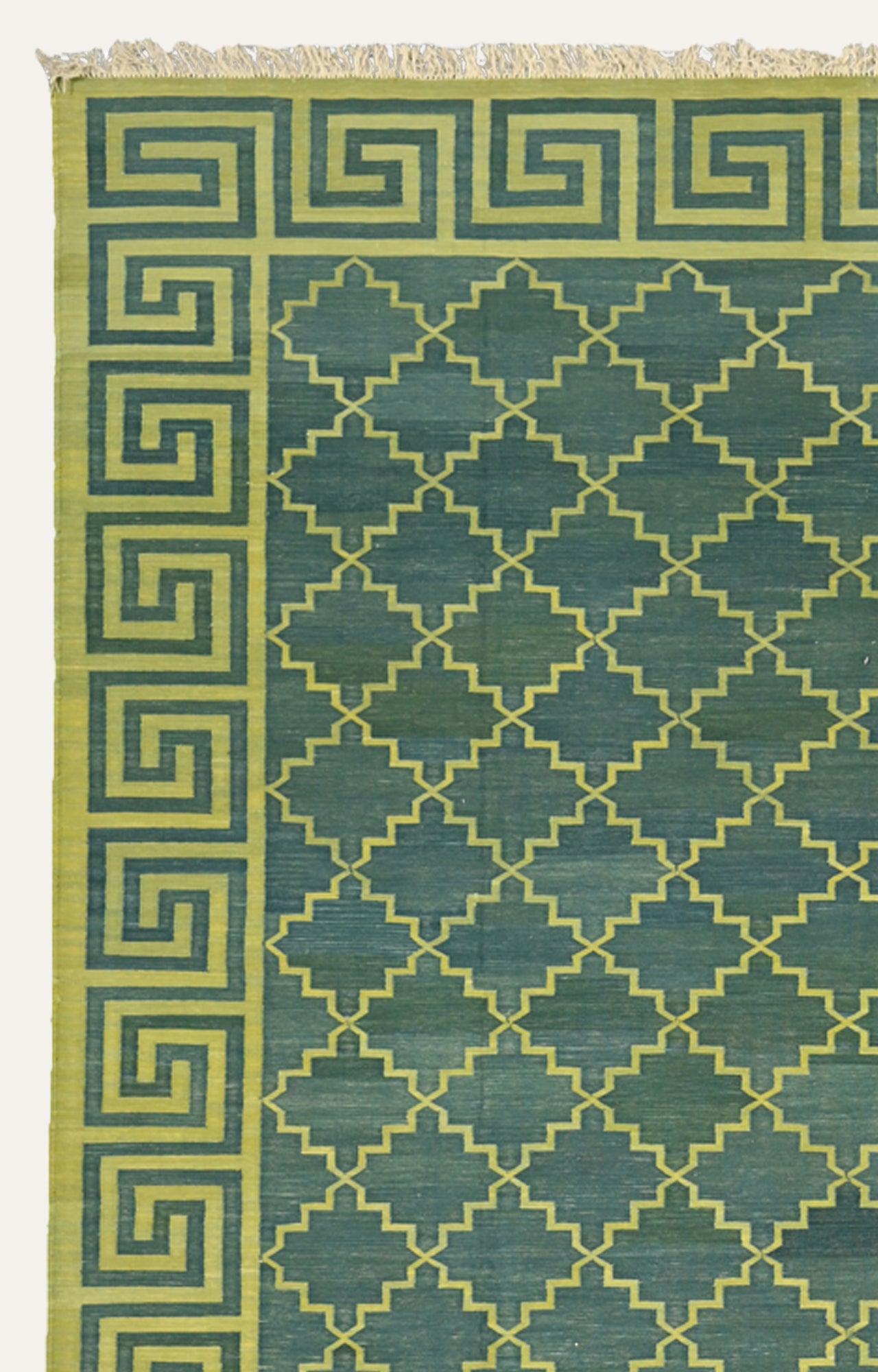 8 x 10 Ft Handwoven Flatweave Trellis Pattern Cotton Rug