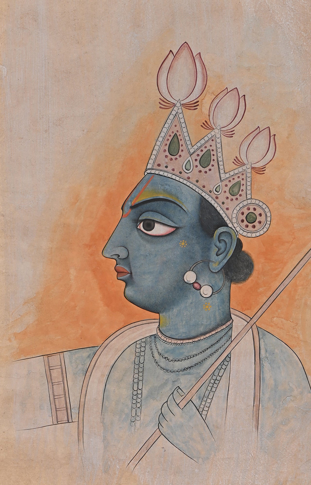 Lord Krishna Divine Portrait Indian Painting