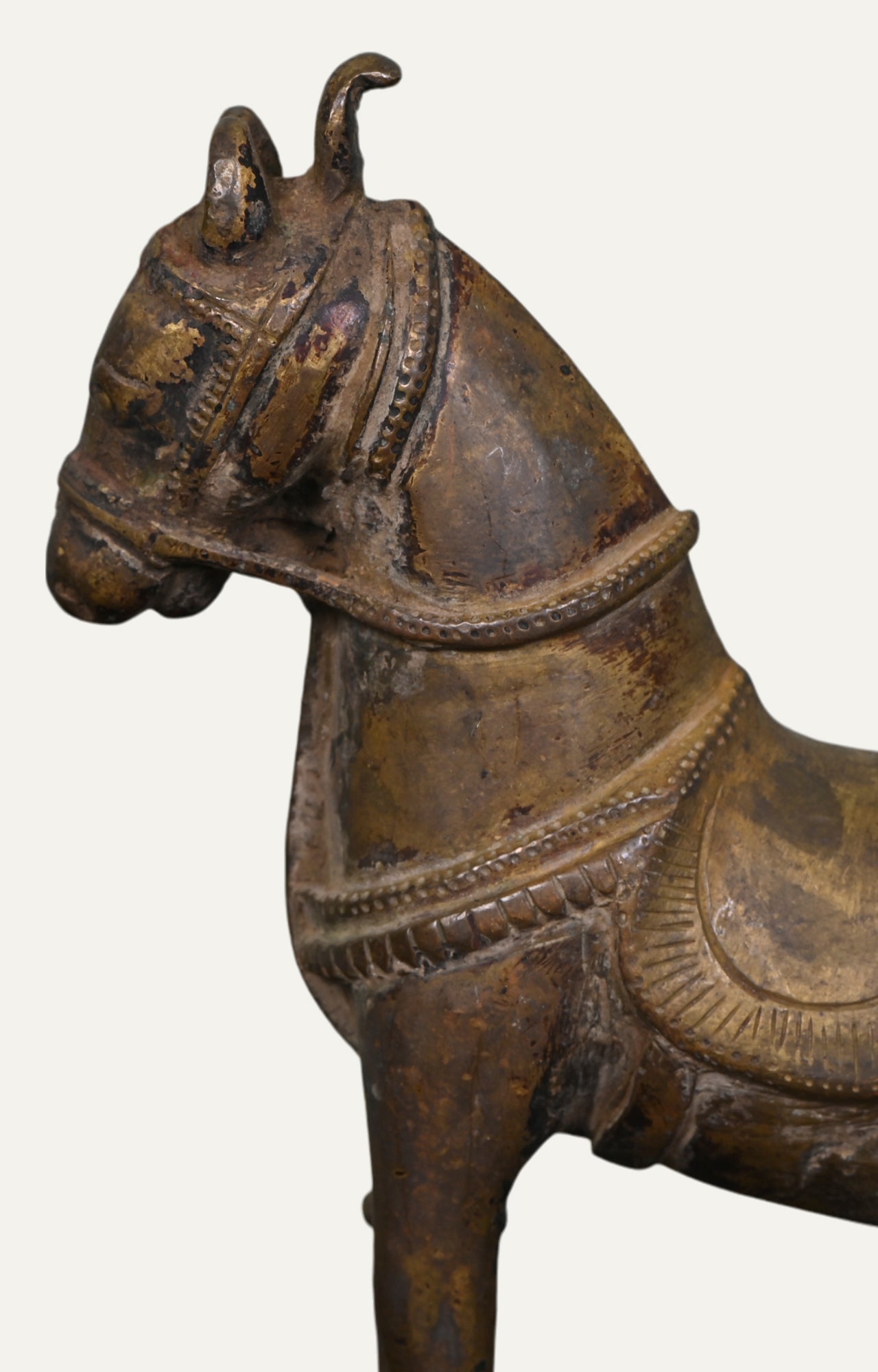 Brass Standing Horse Statue On A High Platform