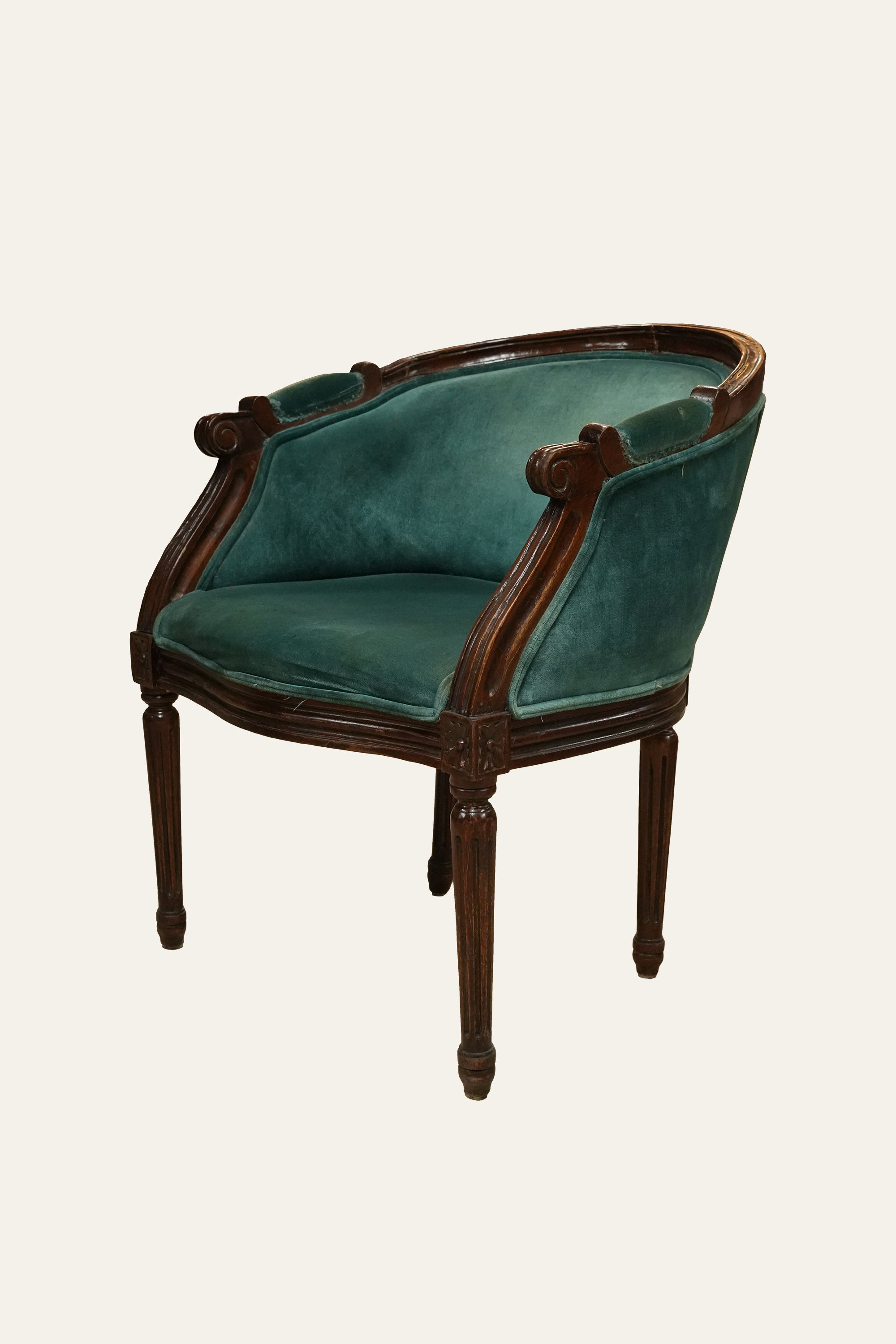 Teal Upholstered Barrel Armchair
