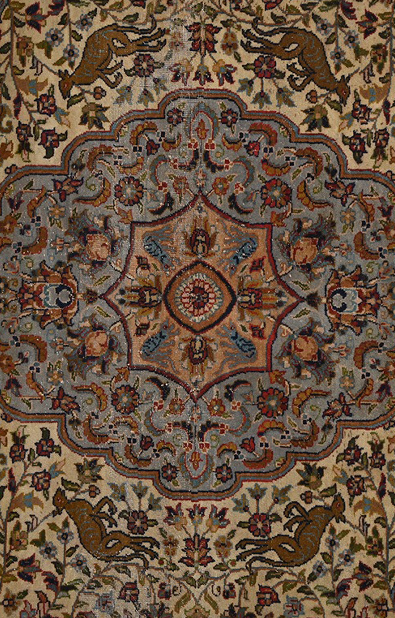 5 x 8 Ft  Vintage Handknotted carpet with intricate motifs and medallion pattern