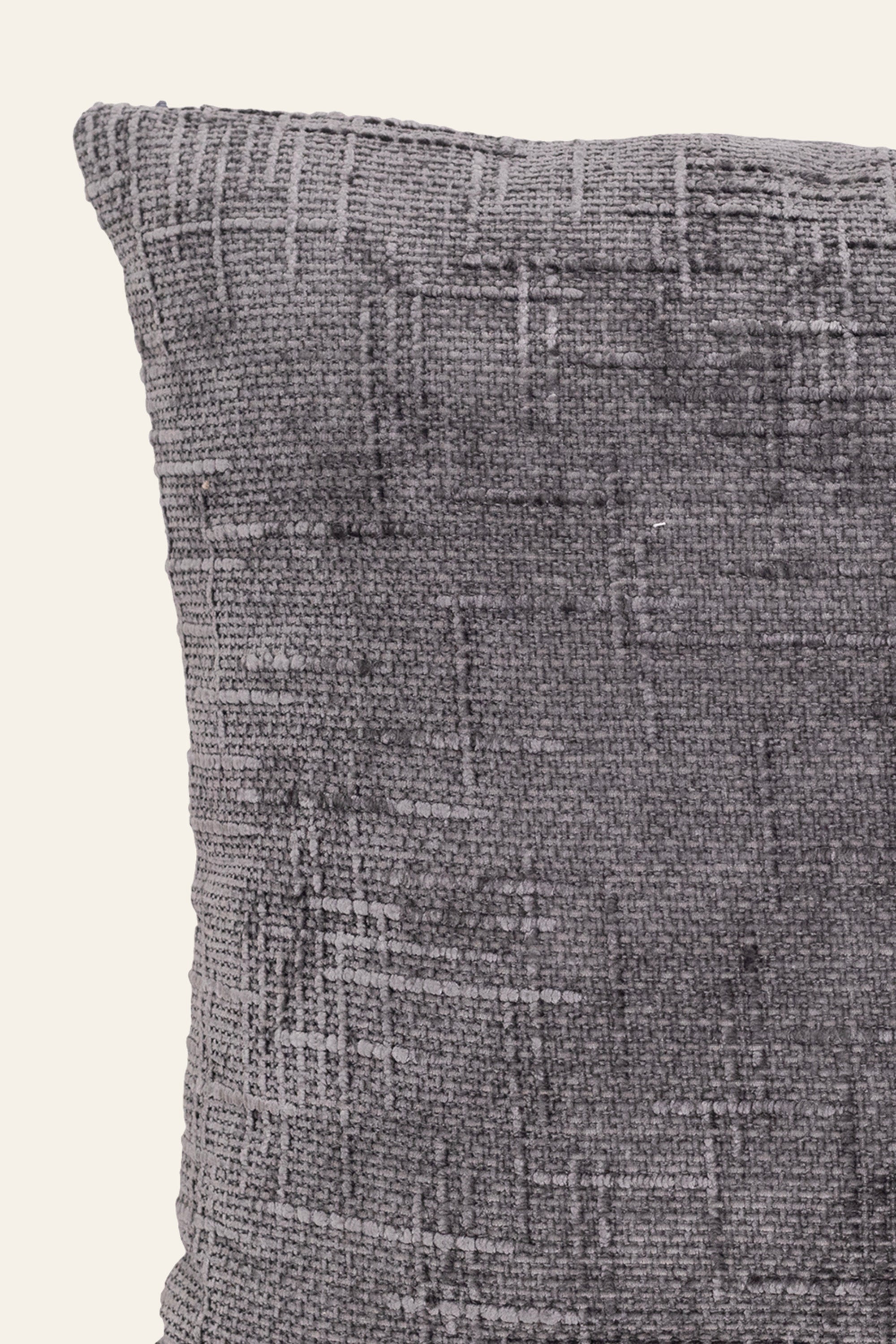 Dark Grey Textured Striped Velvet Cushion
