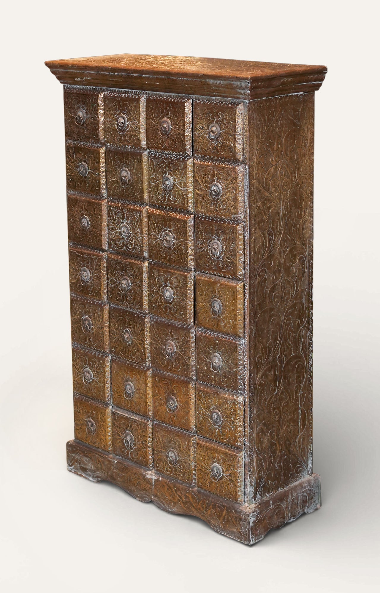 Vintage Metal-Clad Multi-Drawer Apothecary Chest