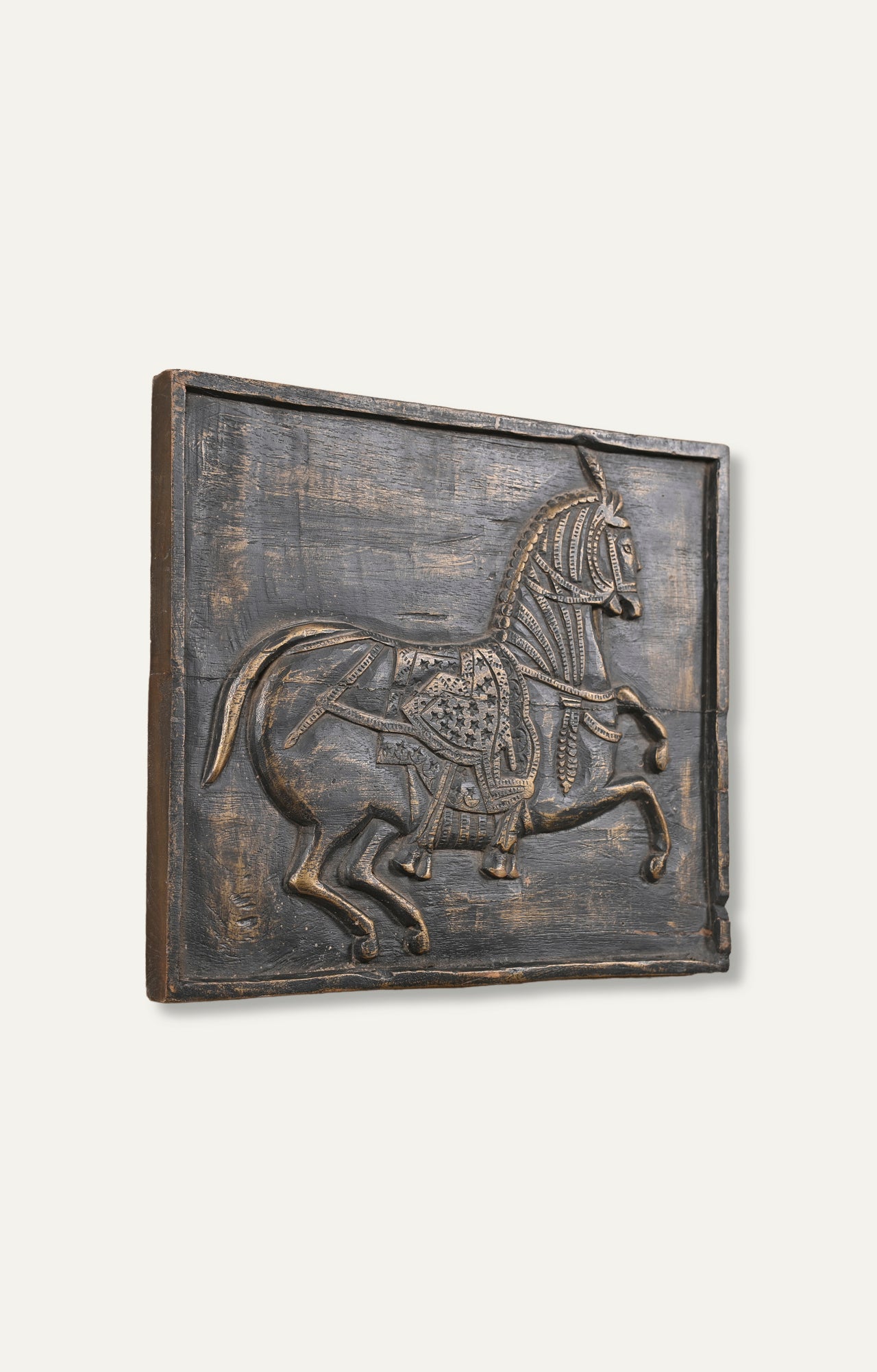 Prancing Horse wooden carved panel