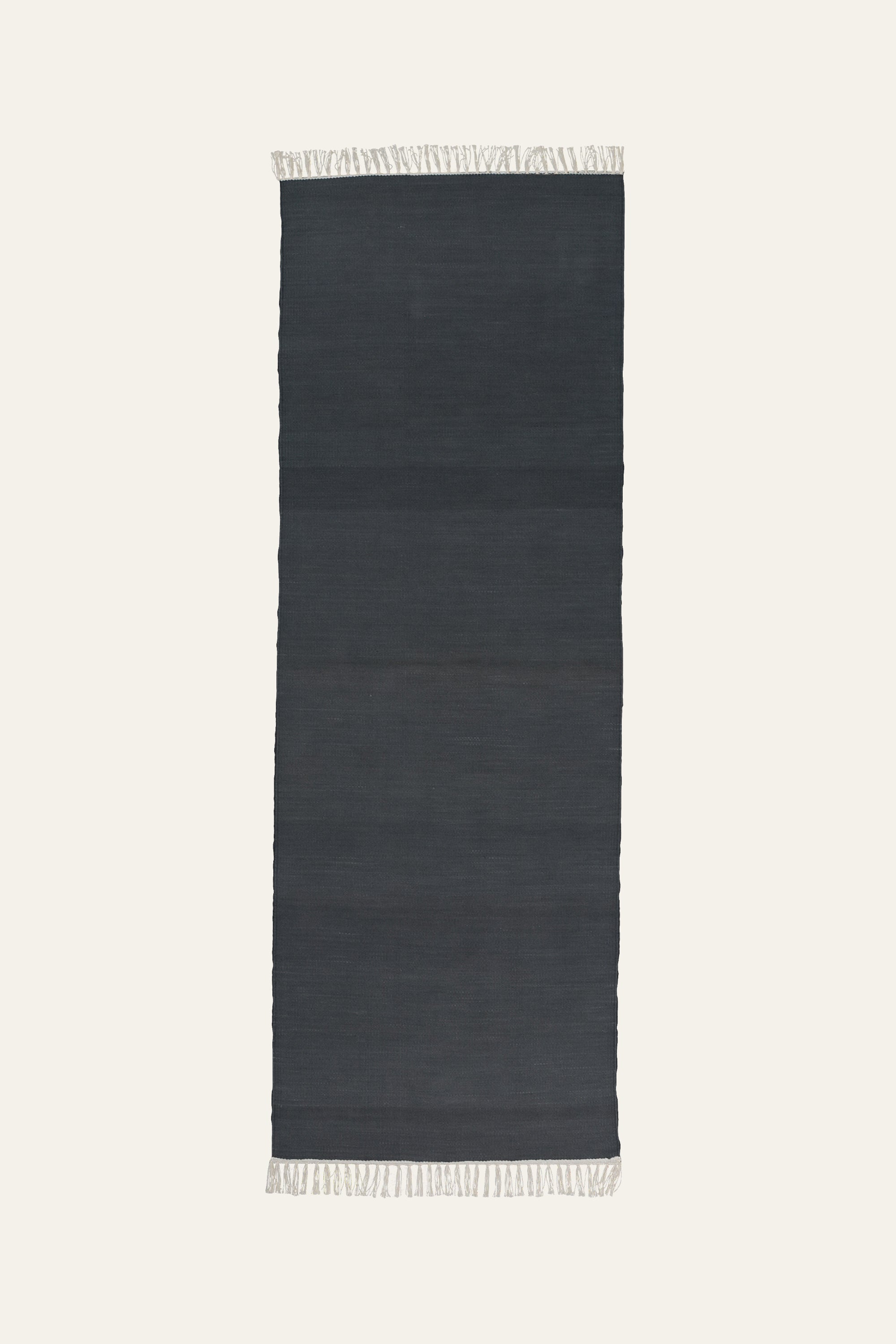 Charcoal Grey Washable Cotton Yoga Mat with White Fringe