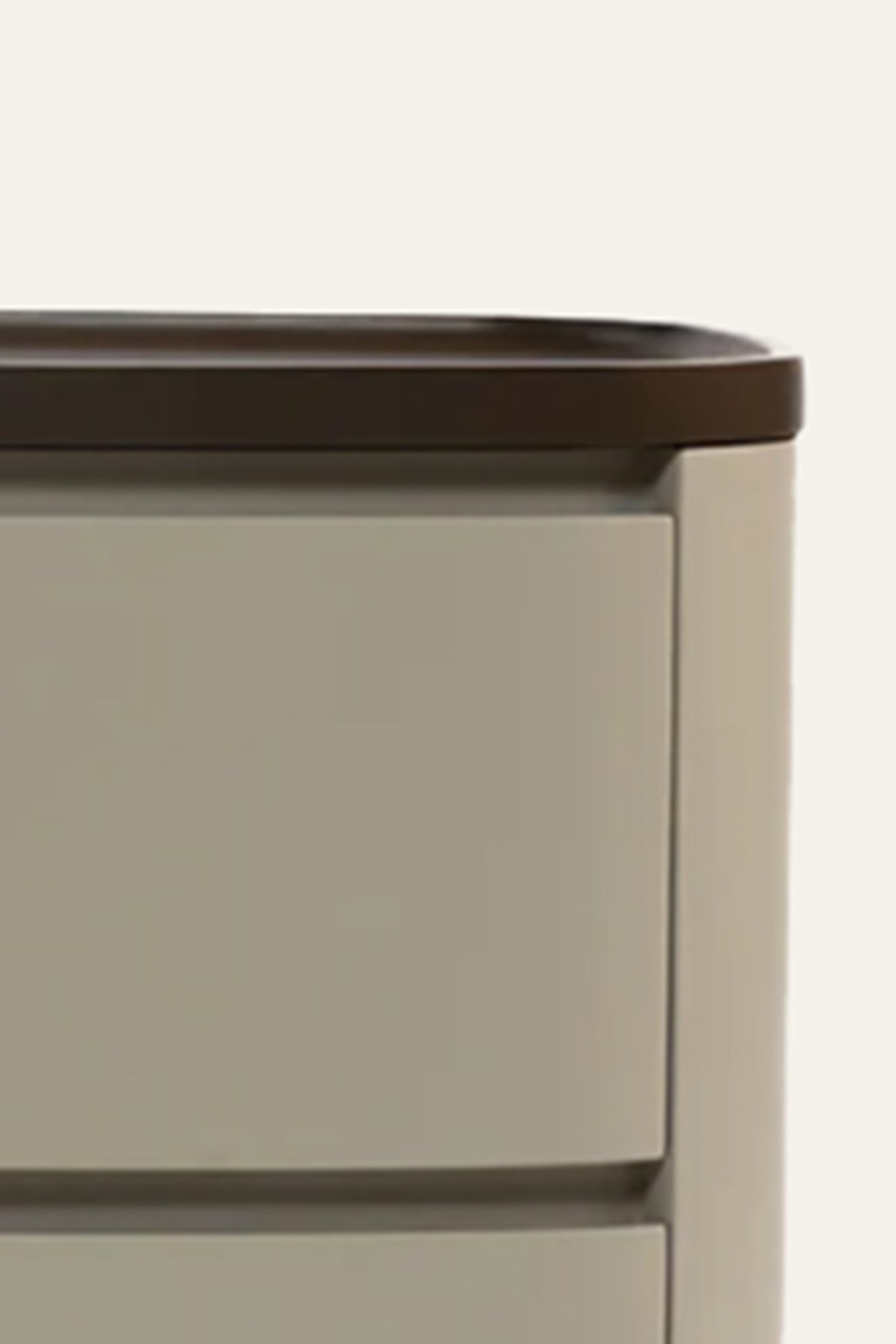 Taupe Leather 2-Drawer Bedside Table in Wood Frame