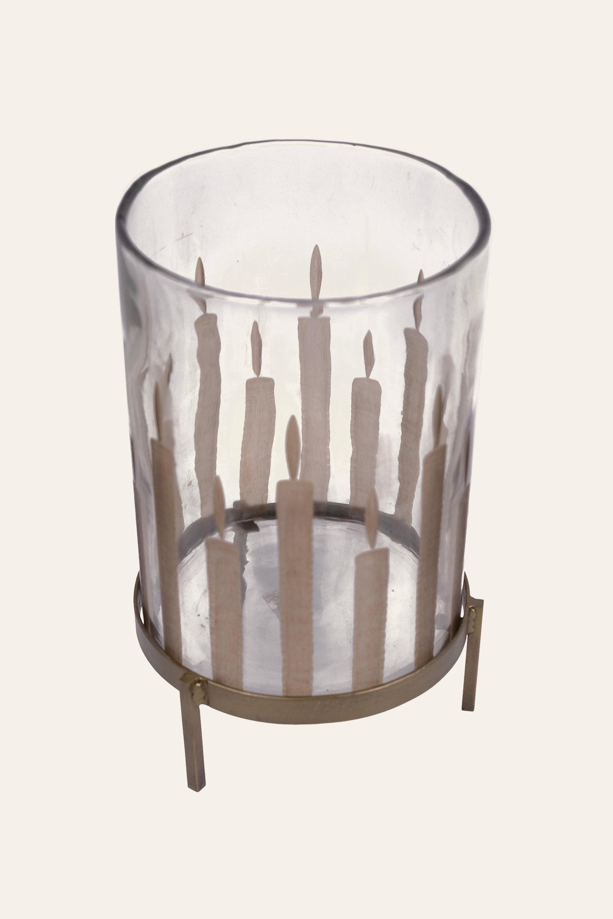 Tall Candle Motif Glass Hurricane Candle Holder