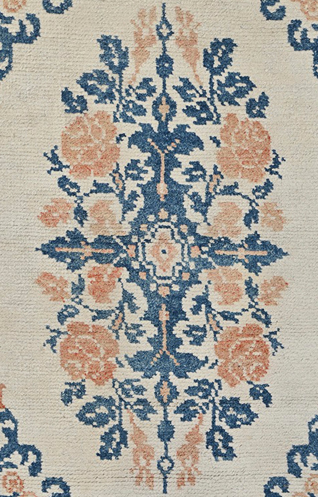 3 x 6 Ft Serene Floral Carpet in Muted Blue Tones