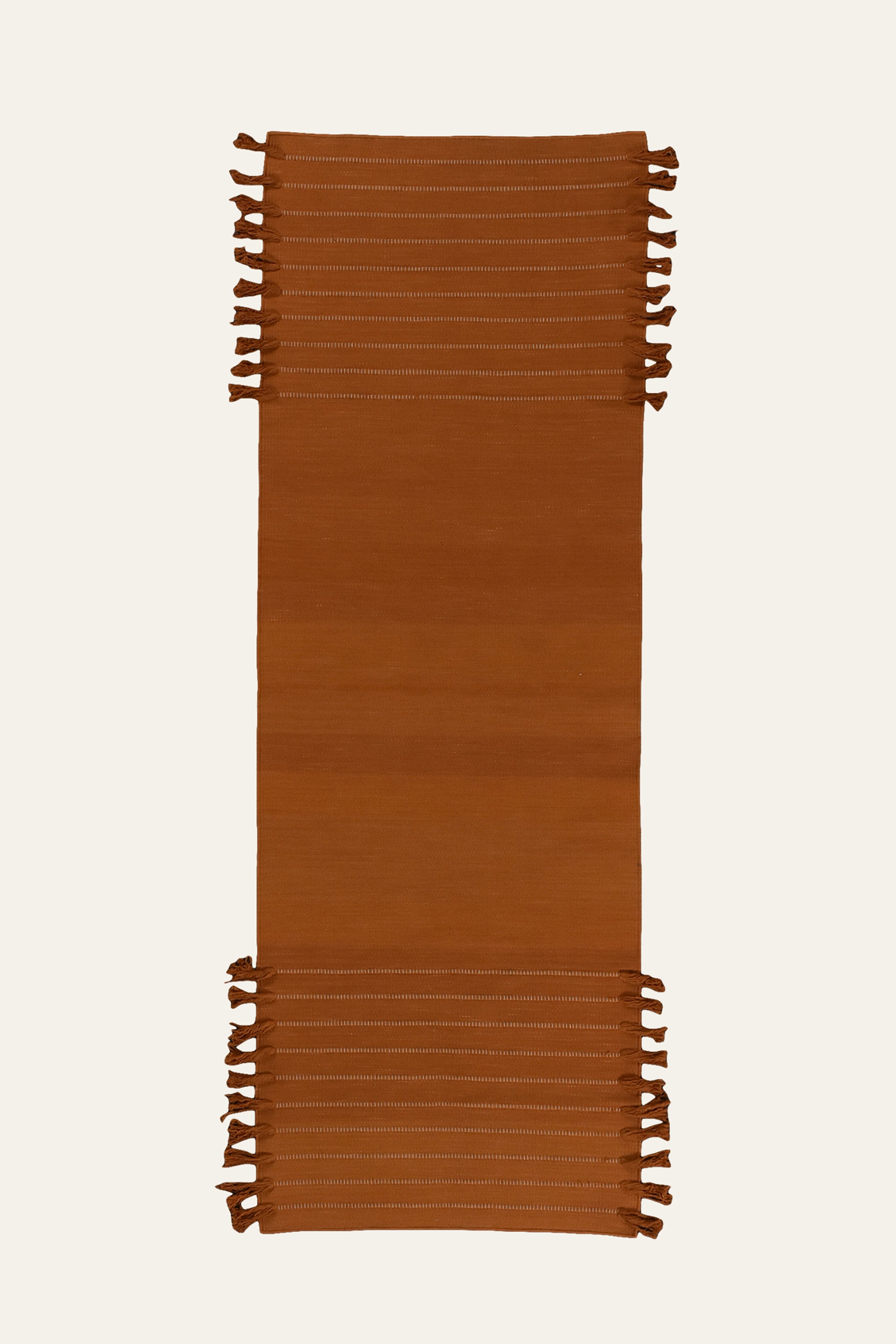 Rust Orange Washable Cotton Yoga Mat with Fringe
