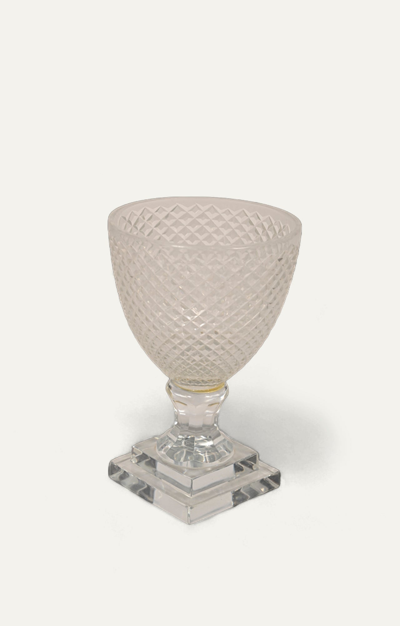 Diamond cut detailed glass candle holder