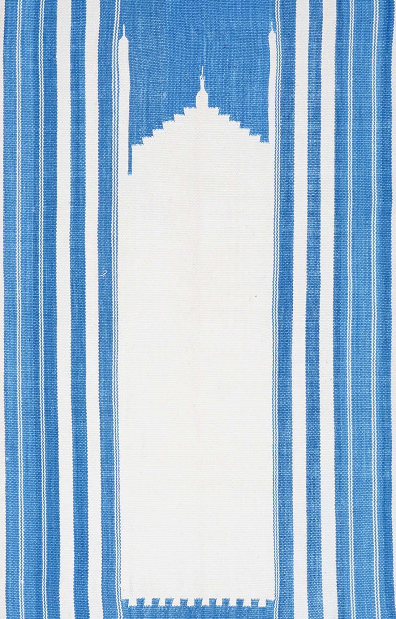 36 x 26 Inches Handwoven Cotton Prayer Rug (Blue And White)