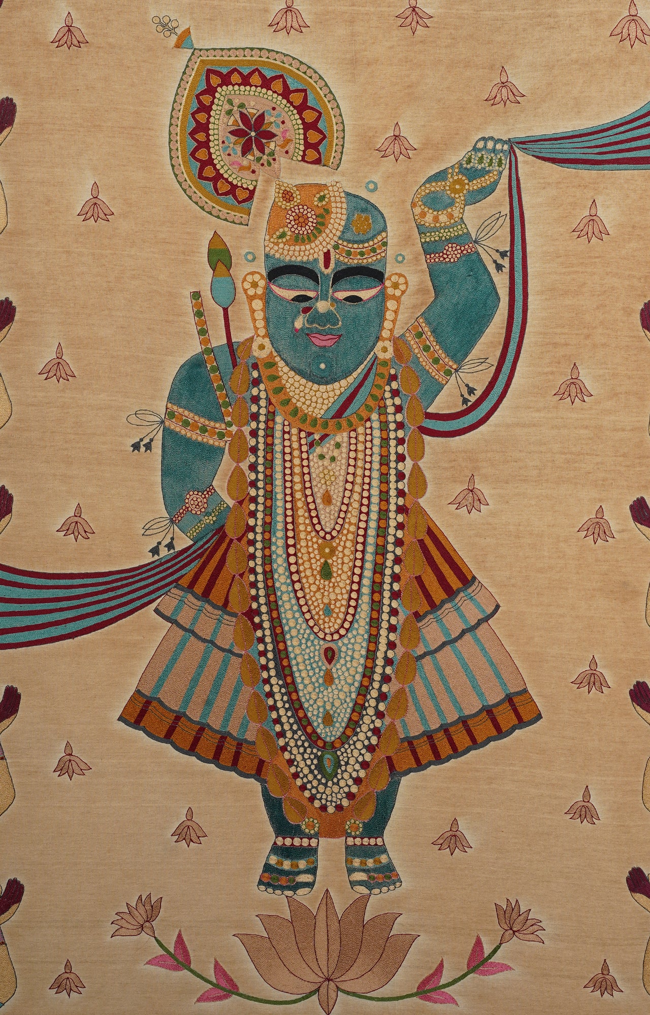 Pichwai from Nathdwara-Hand-Embroidered Shrinathji