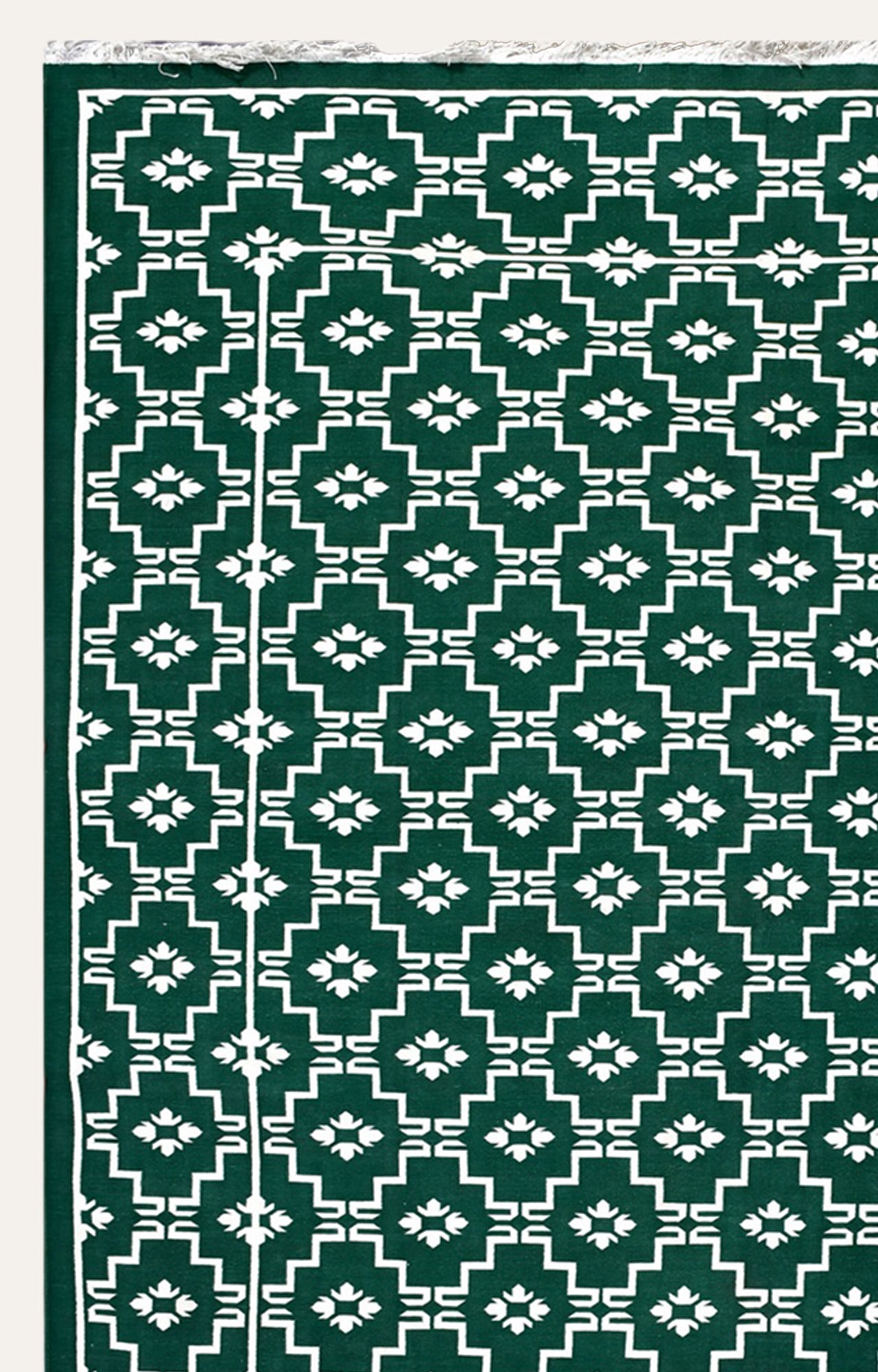 8 x 10 Ft Handwoven Flatweave Trellis Pattern Cotton Rug