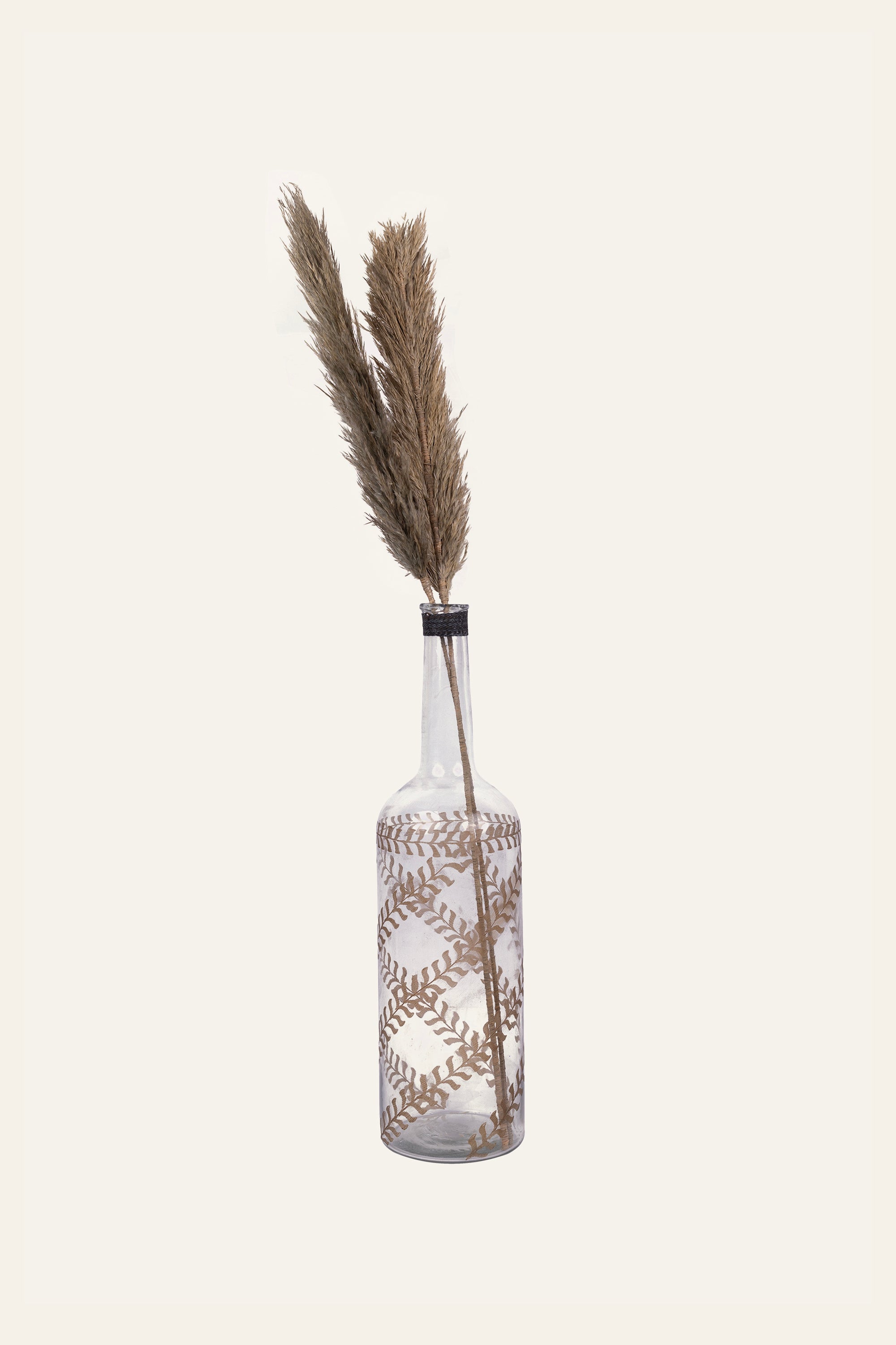 Tall Botanical Leaf Glass Bottle