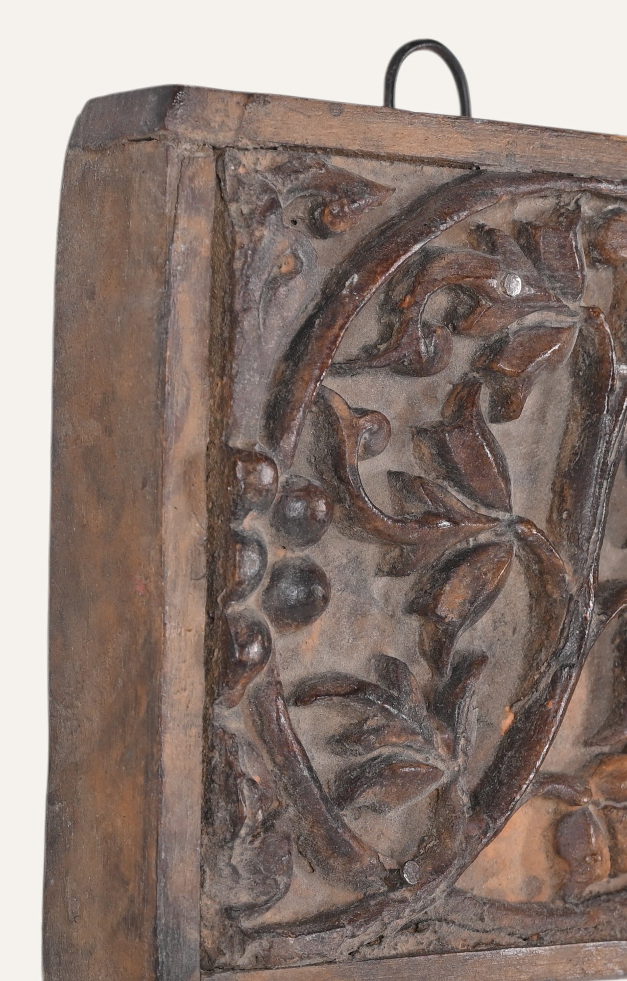 Vintage Walnut Panel with Folk Floral Work