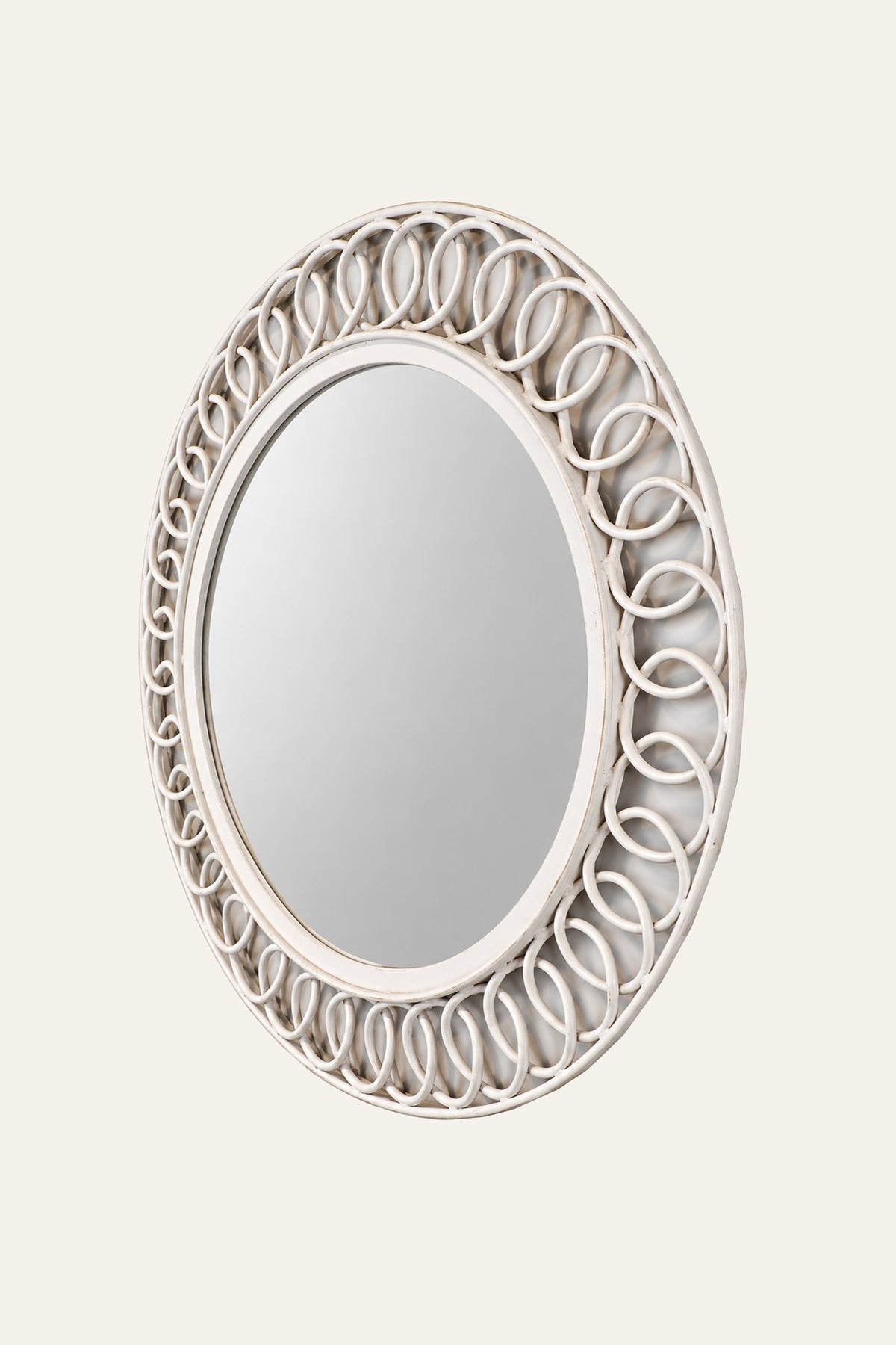 White Circular Loop-Frame Wall Mirror