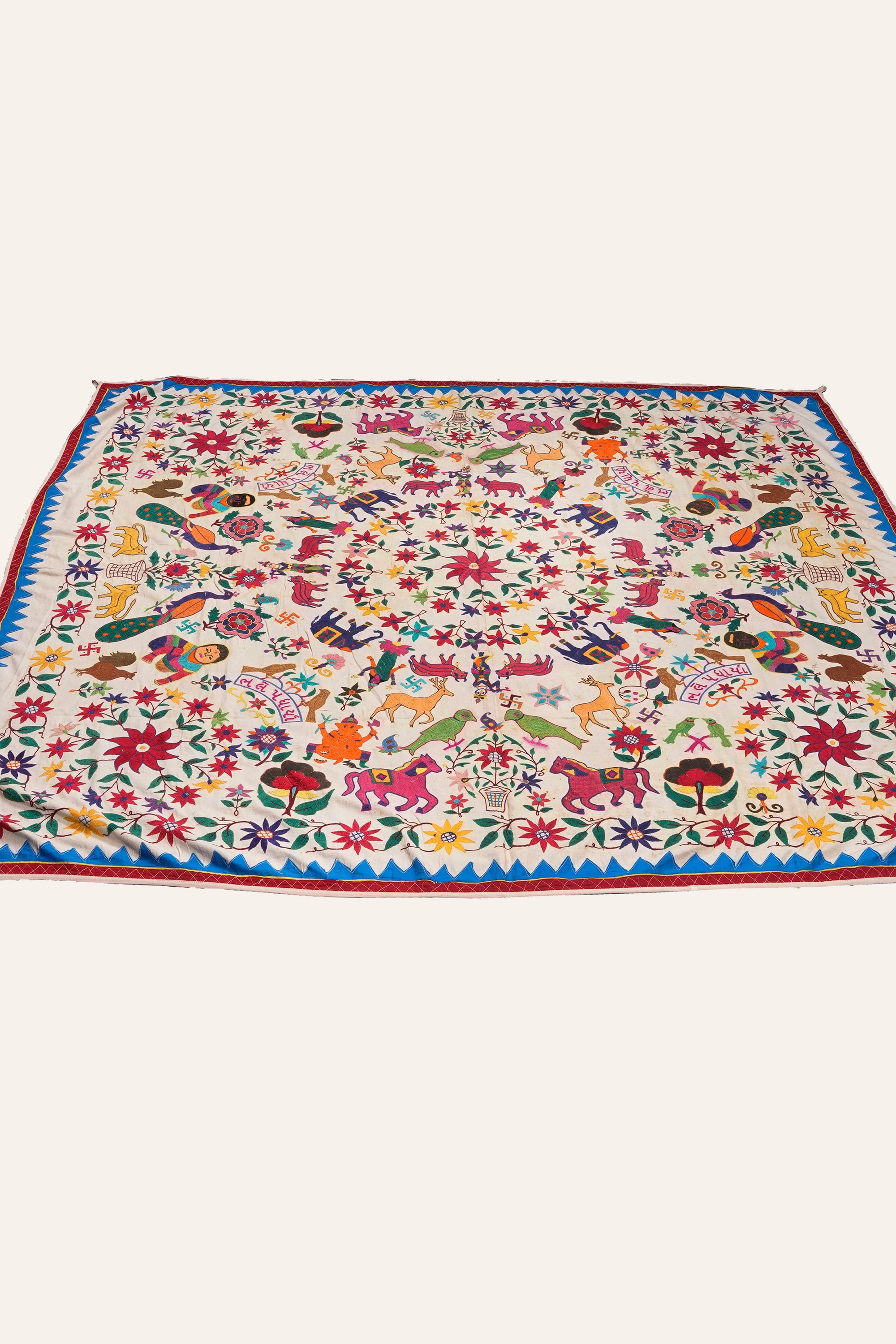 Large Vintage Kutch Textile Wall Hanging | Mirror Work Tapestry