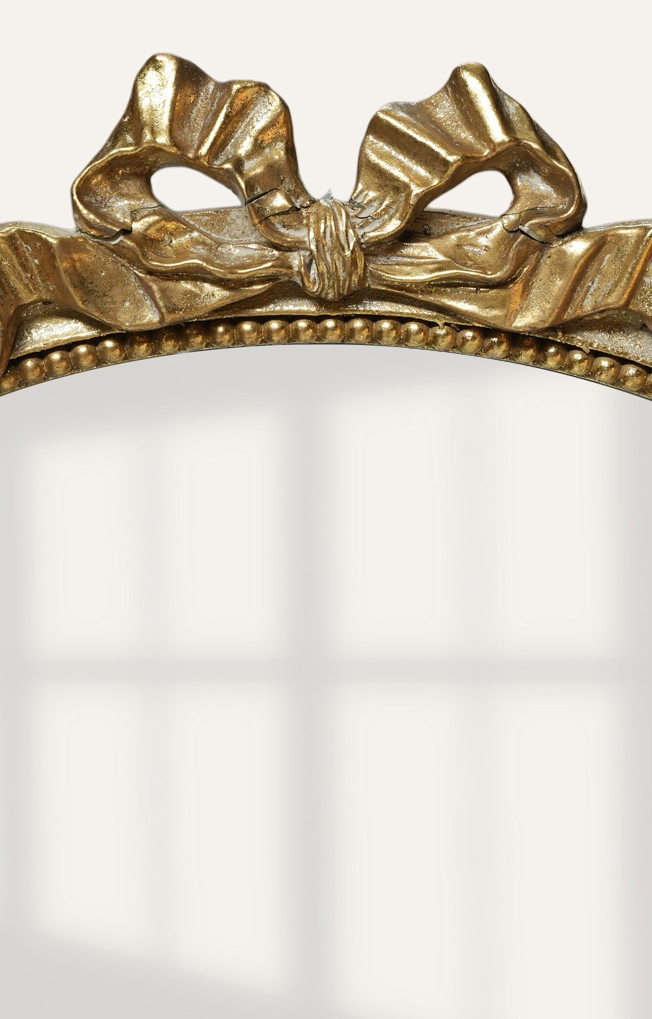 Antique Gold Bow Round Mirror