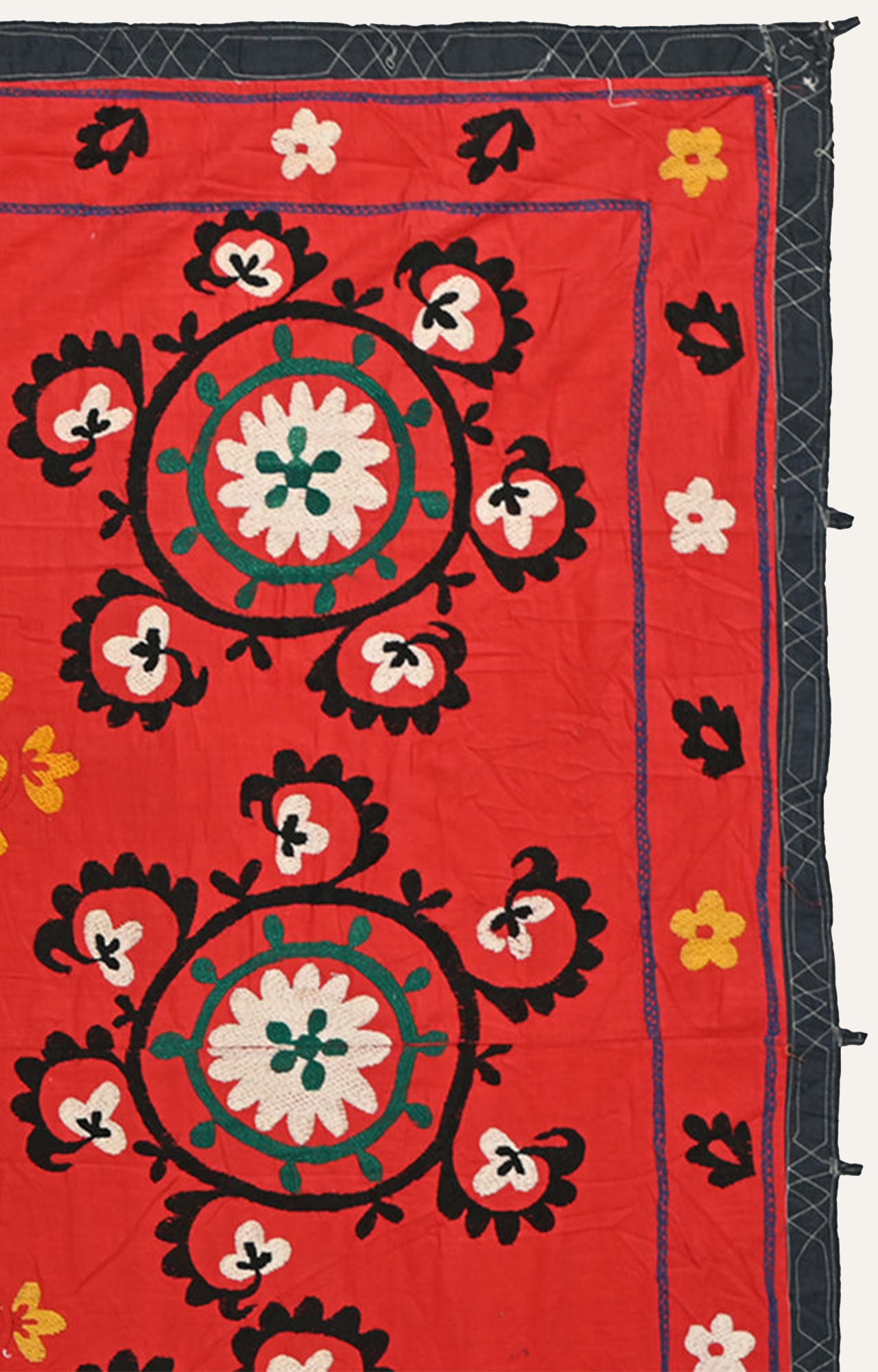 Vintage Floral Cotton Silk Embroidered Tapestry