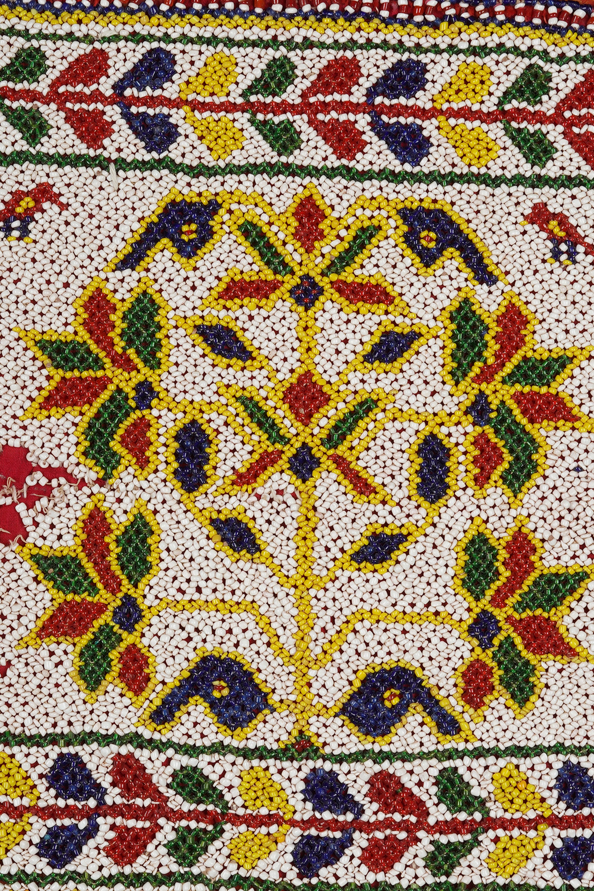 Gujarati Pearl-Beaded Folk Textile Wall Art