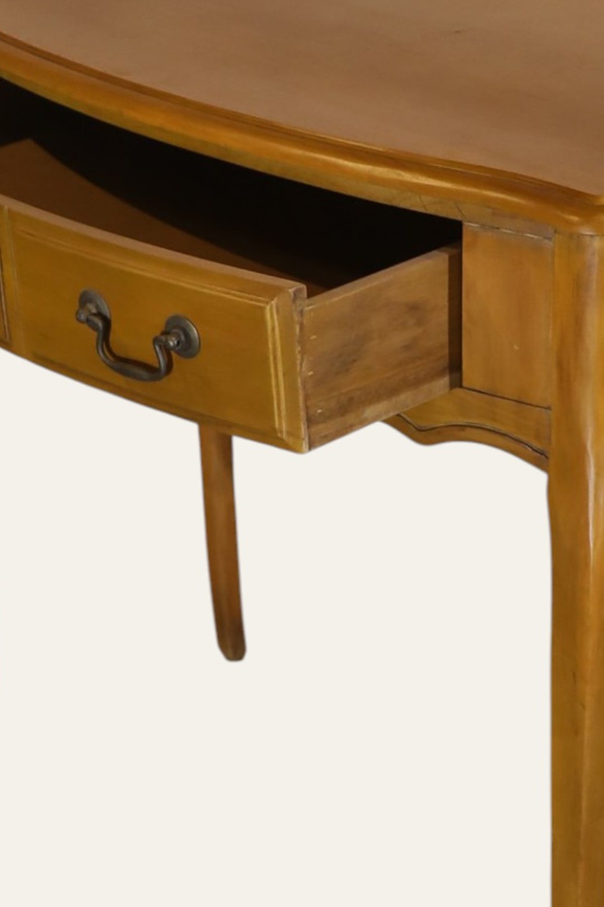 Brown French Provincial 3-Drawer Console Table with Cabriole Legs