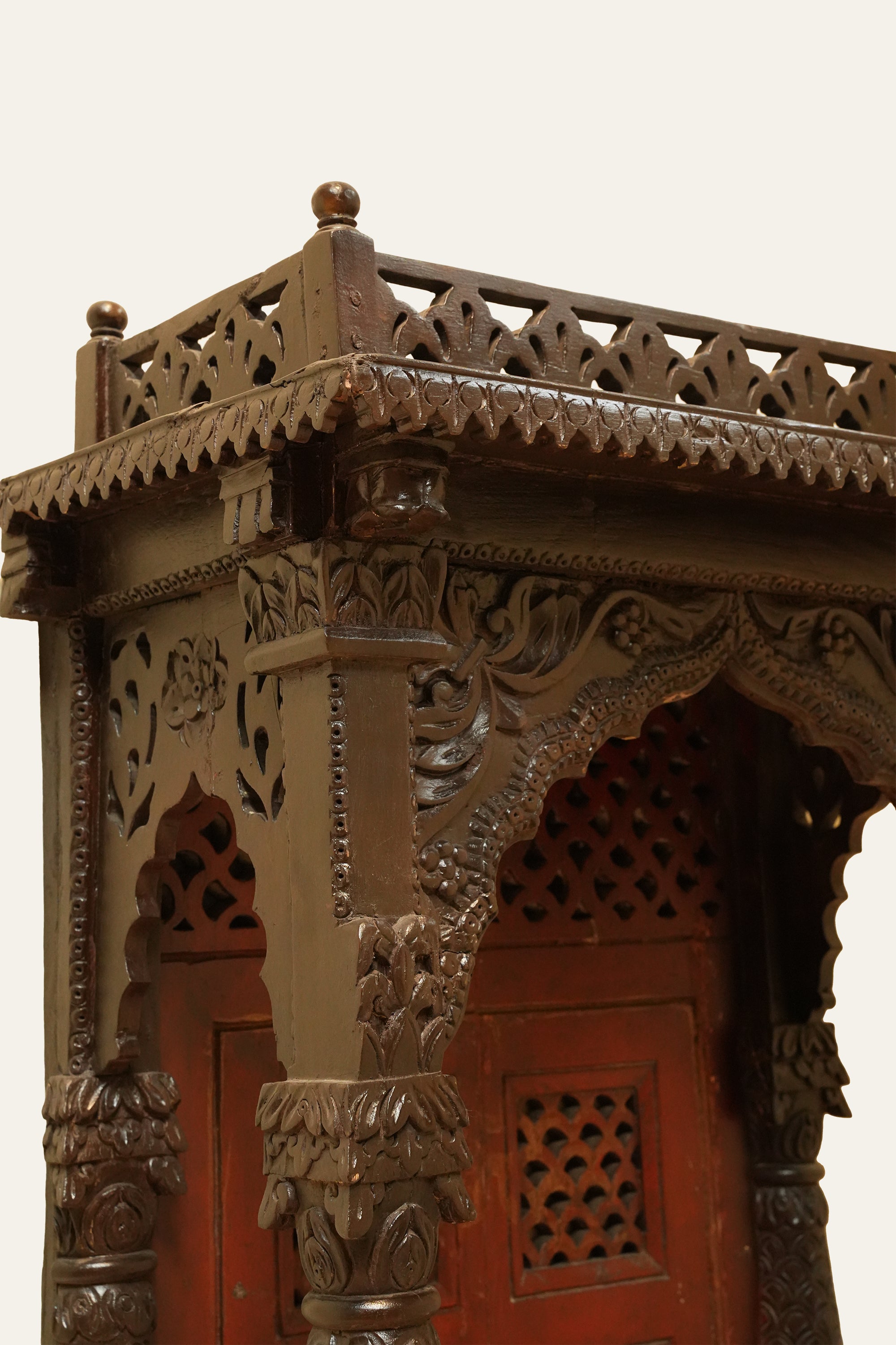 Antique Wooden Jharokha Wall Mandir for Home