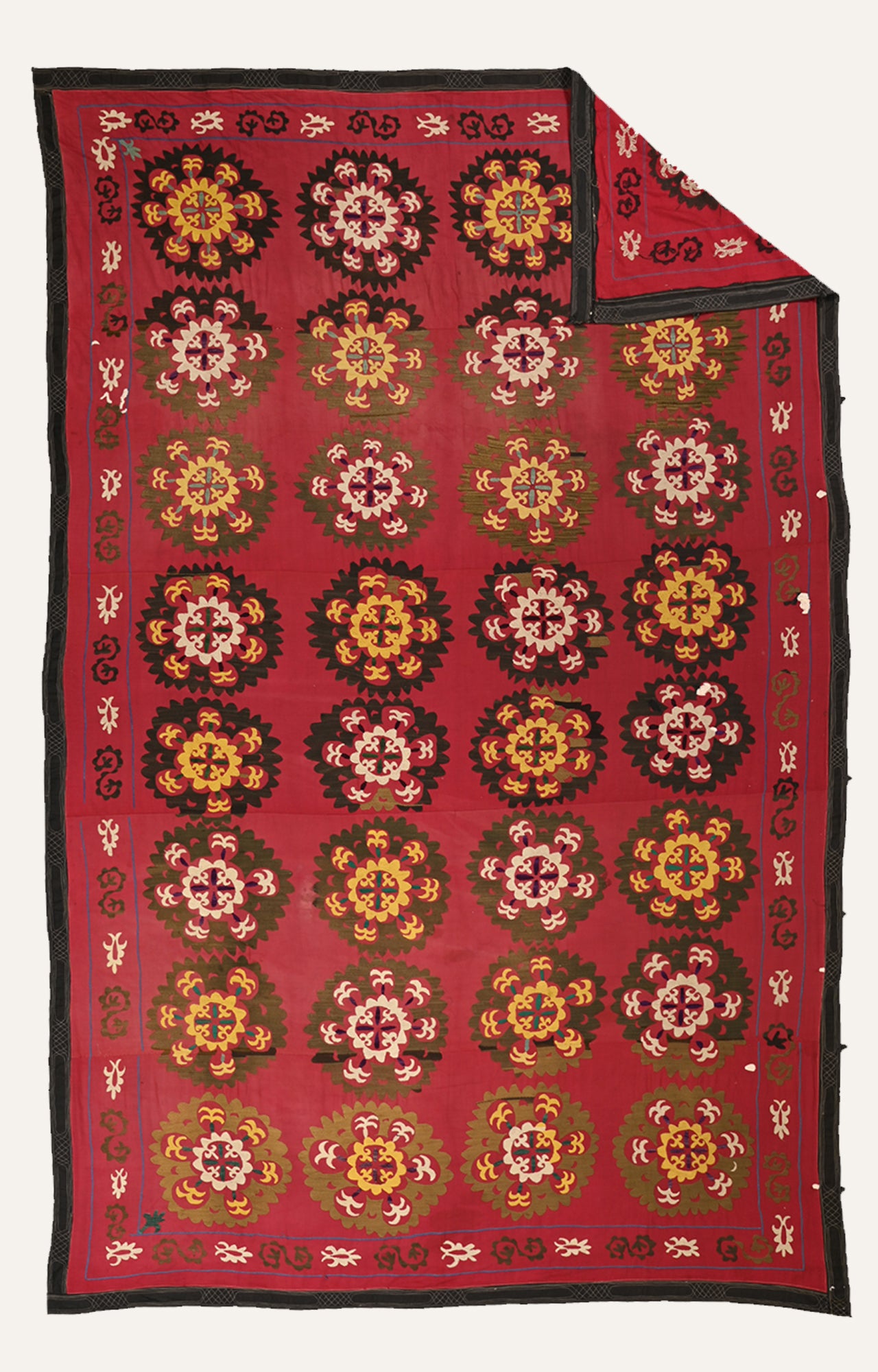 Uzbek Suzani with Floral Motifs