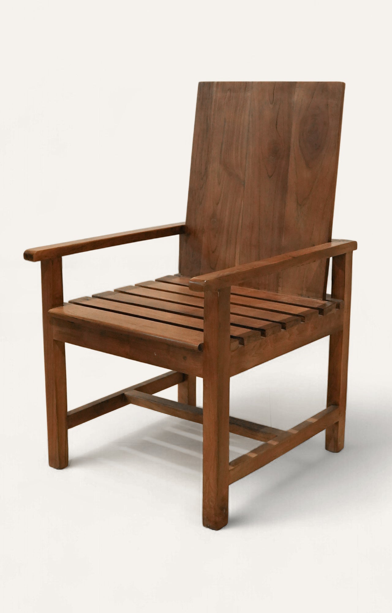 Classic Slat-Back Armchair in Black Finish