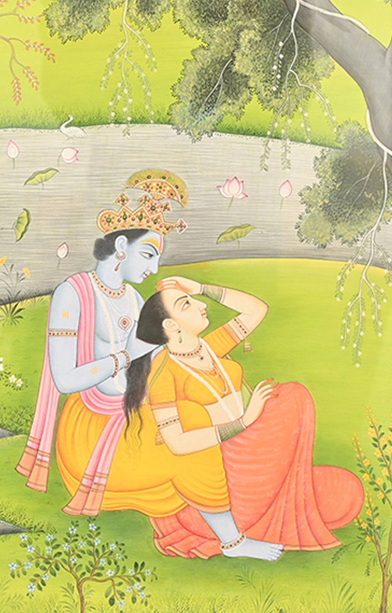 Lord Radhe - Krishna under a tree  Painting