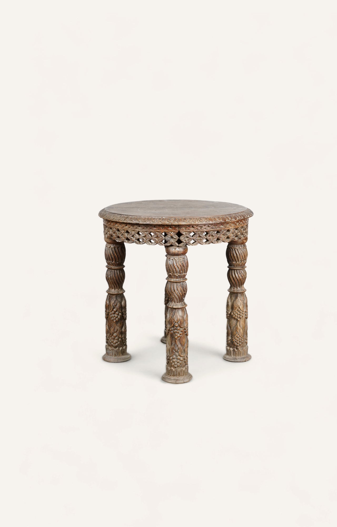 Round antique carved side table