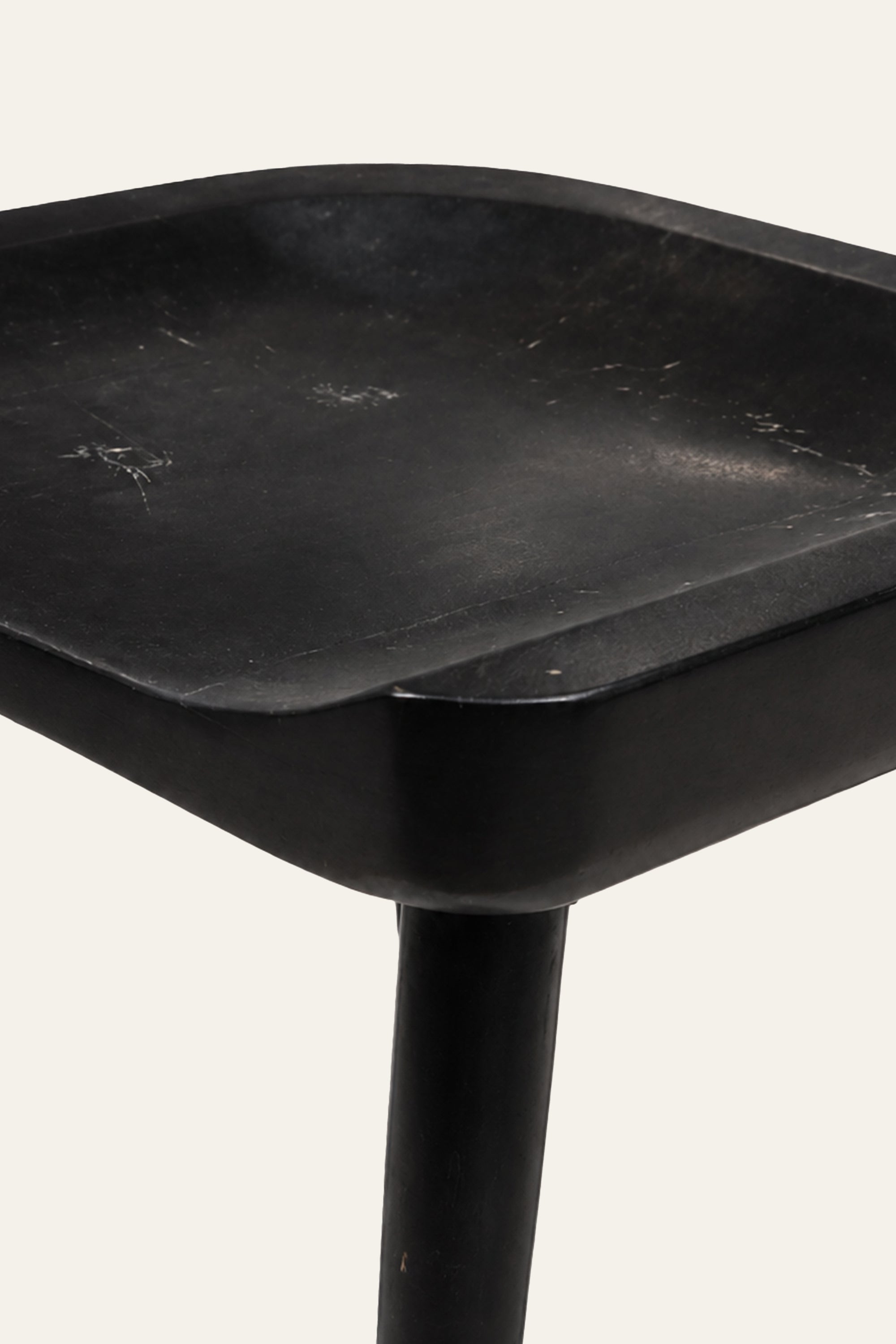 Dark Charcoal Curved Wooden Stool for Modern Homes