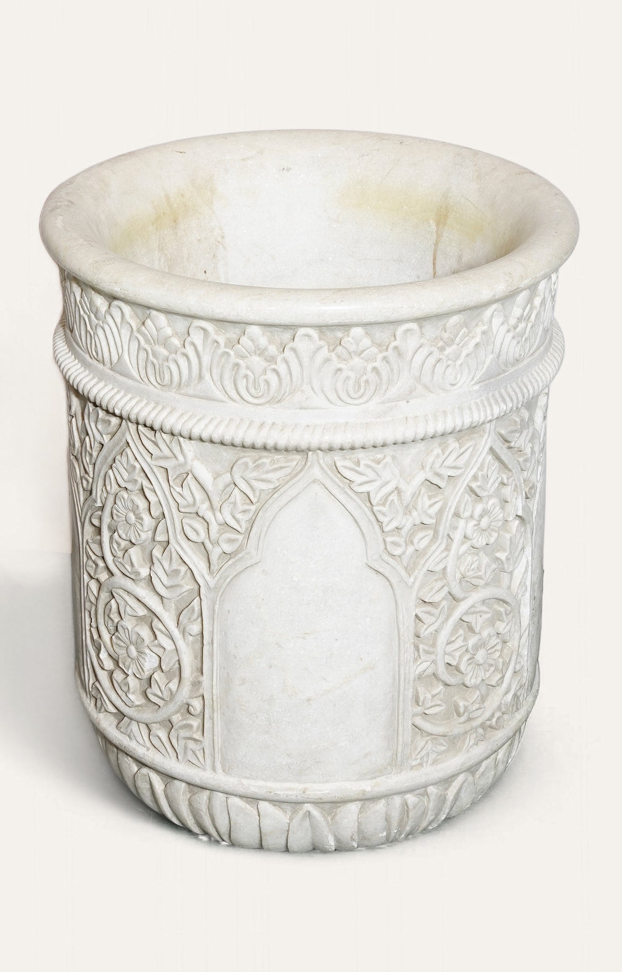 Handcrafted Floral Marble Indoor Planter