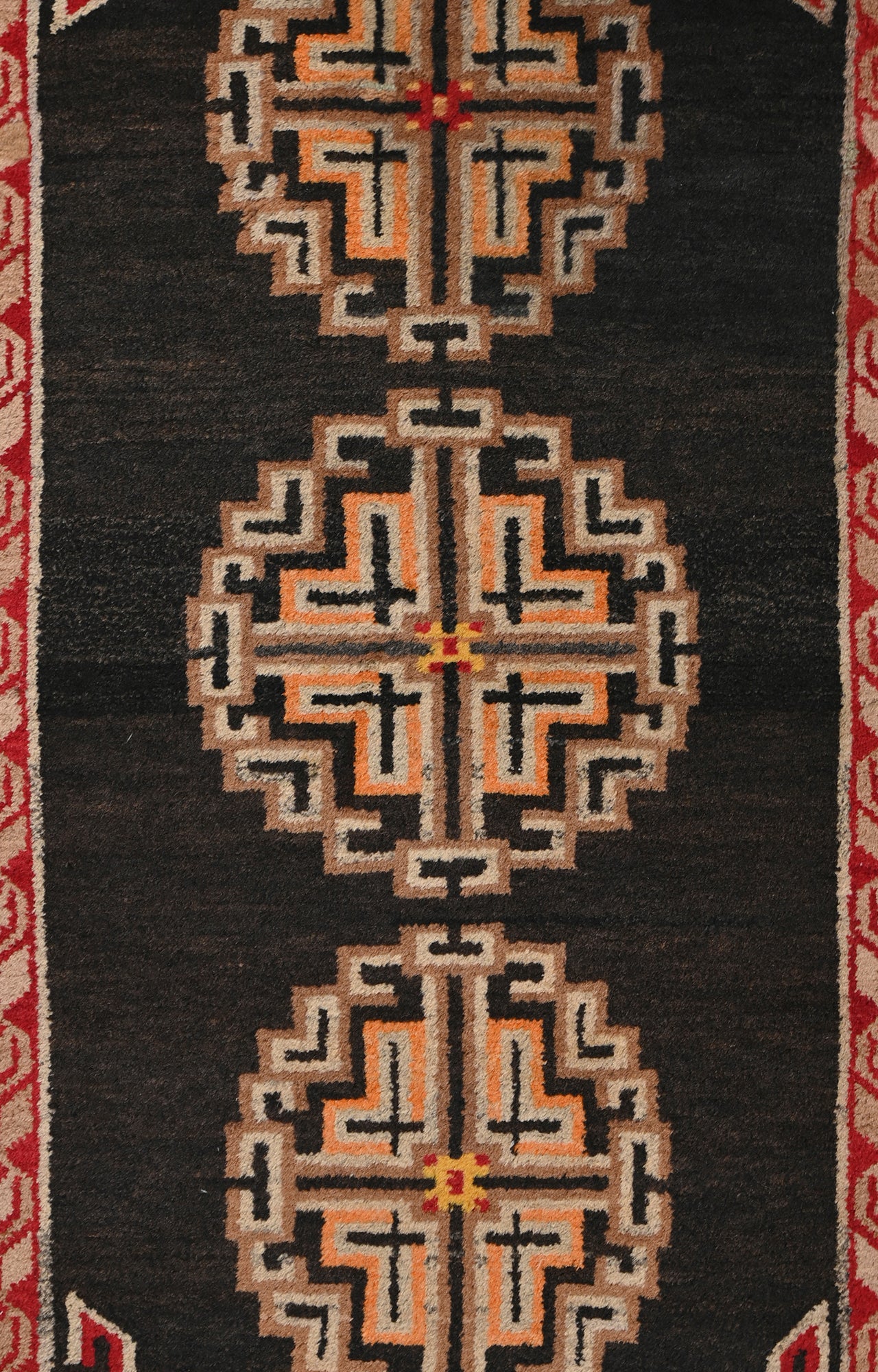 3 x 5 Ft Gracefully aged tibetan handknotted carpet with magnificent borders