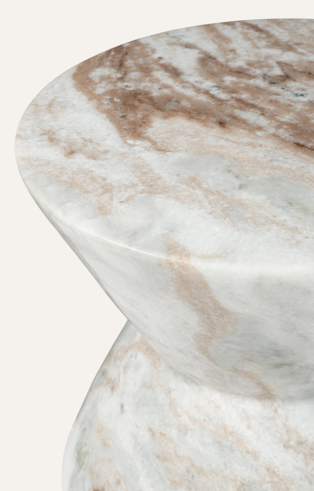 Geometric Travertine Marble Accent Table