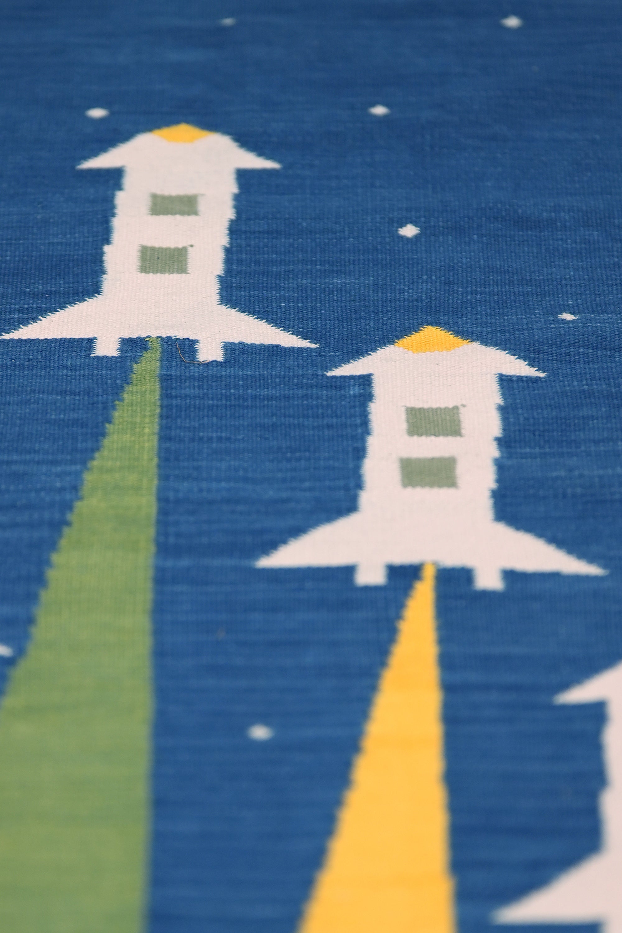 Flying Blue Rocket Space-Inspired Cotton Yoga Mat for Kids