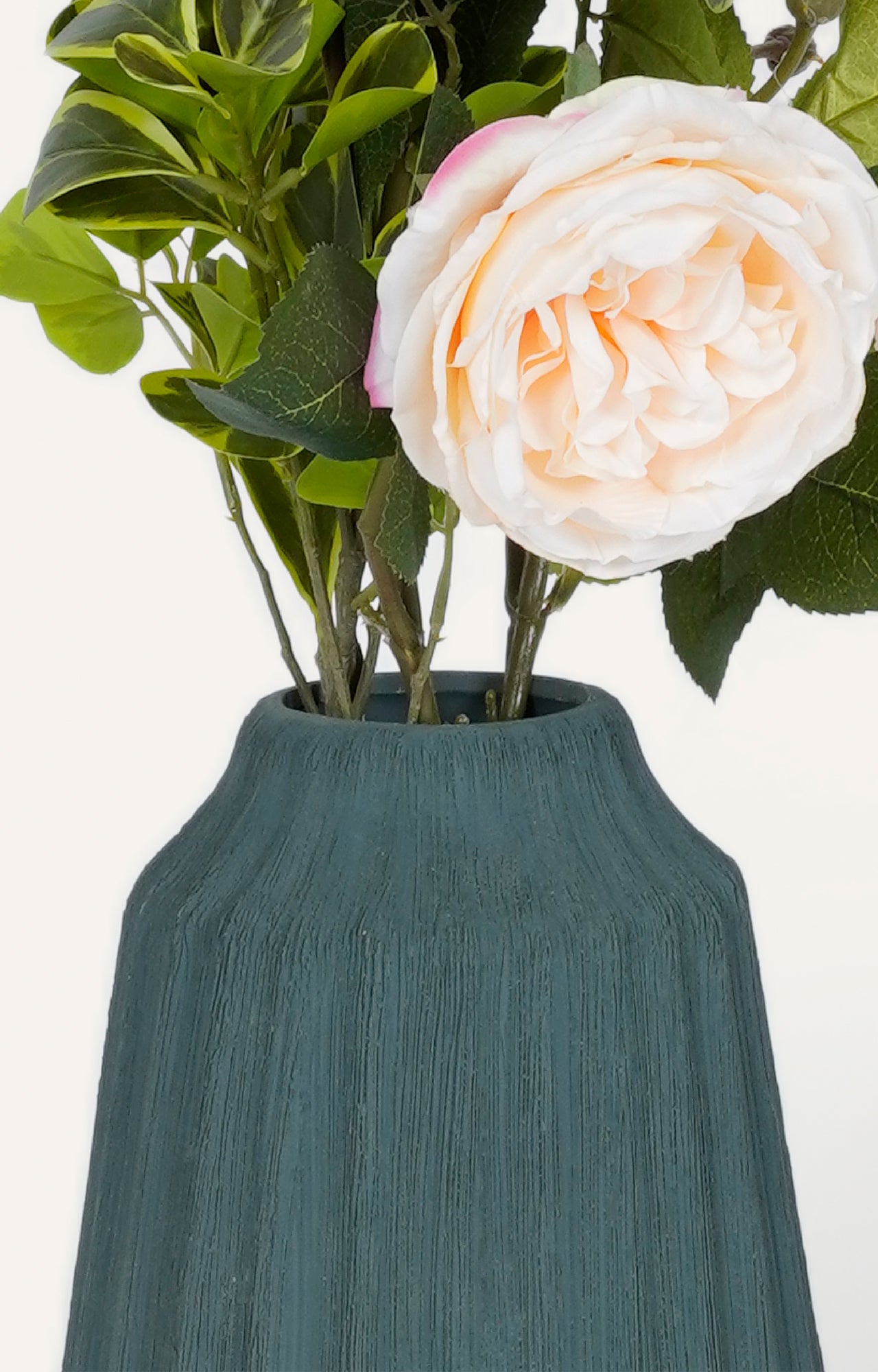 Cobalt Blue Ceramic Vase with Striped Pattern